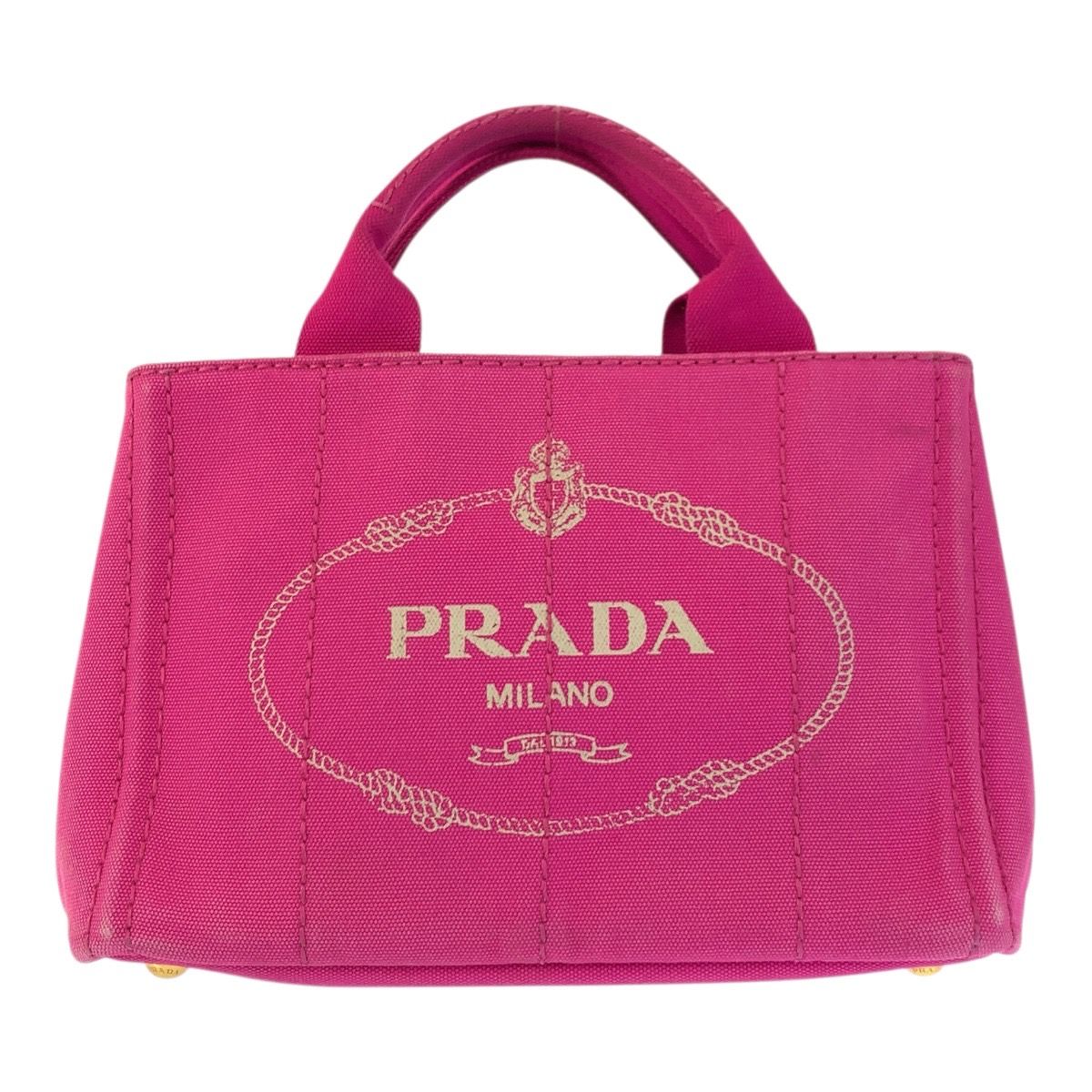 PRADA プラダ カナパ 三角ロゴプレート ピンク ゴールド金具