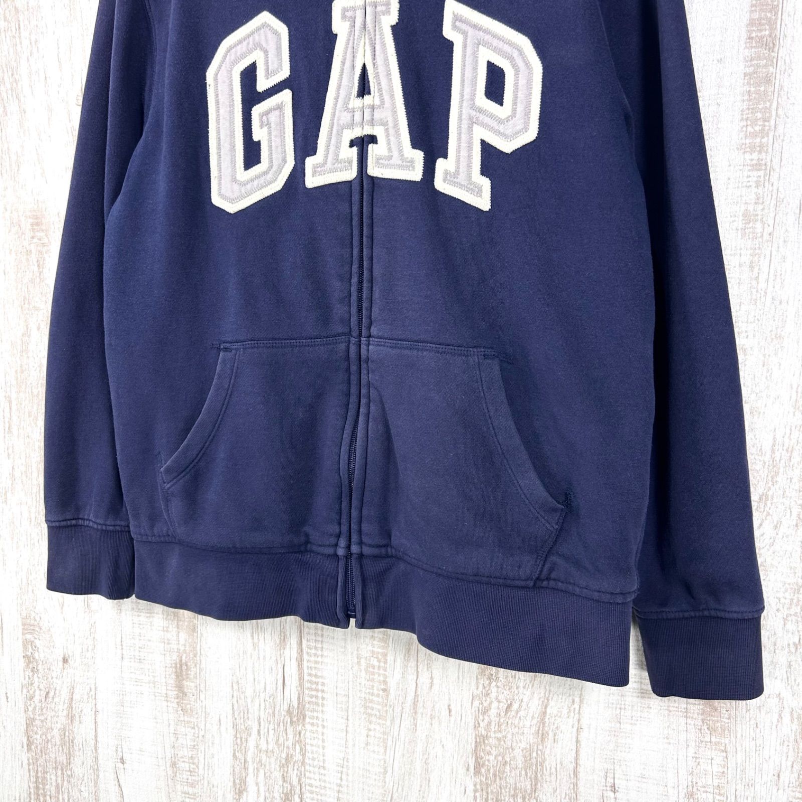 00s GAP ギャップ ビッグロゴ ボア フーディ フルジップアップ