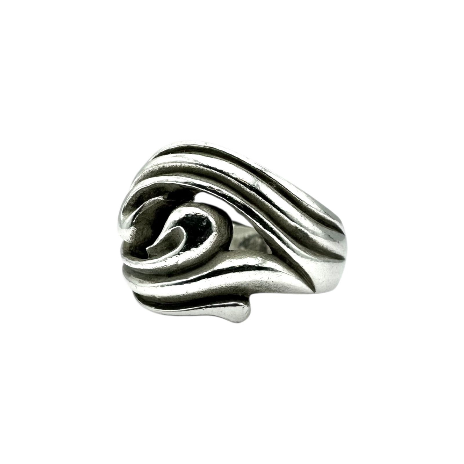 流れを描く】 スパイラル 渦模様 Silver 925 刻印 Design Ring 