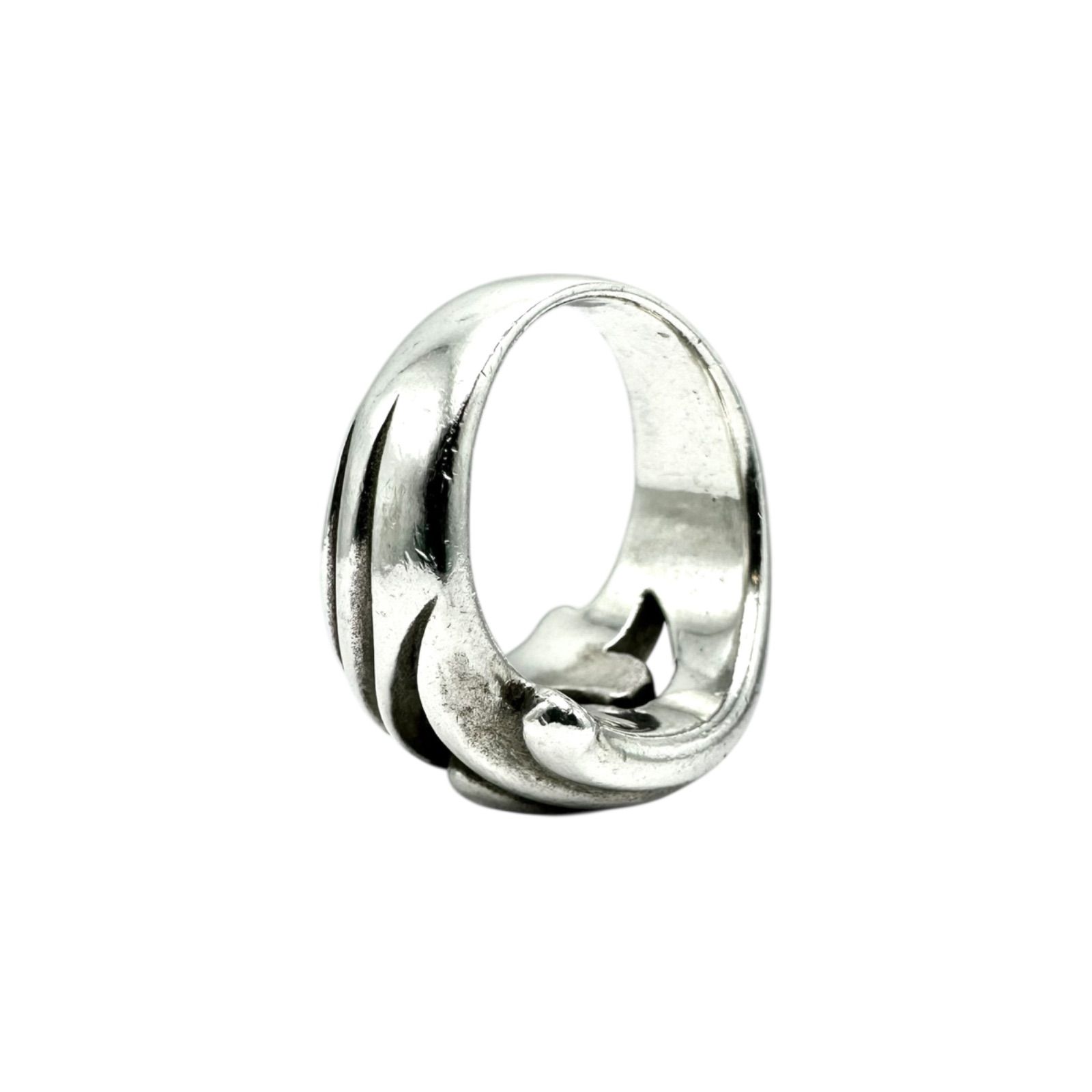流れを描く】 スパイラル 渦模様 Silver 925 刻印 Design Ring 
