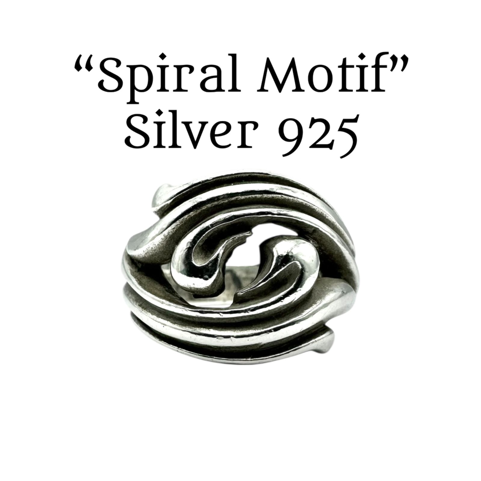 流れを描く】 スパイラル 渦模様 Silver 925 刻印 Design Ring 