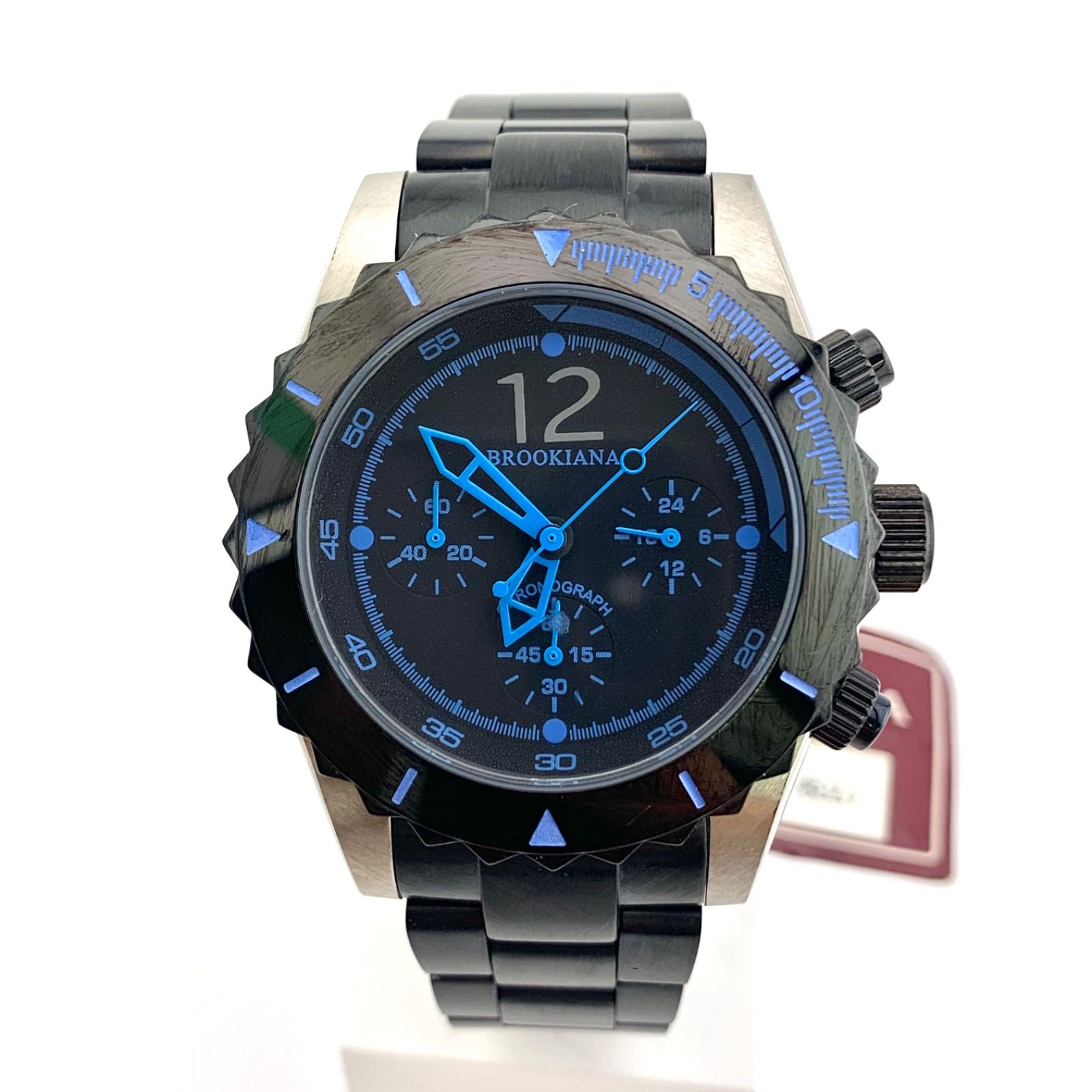 美品】BROOKIANA BA-1651 ブラック/ブルー クロノグラフ腕時計 - メルカリ