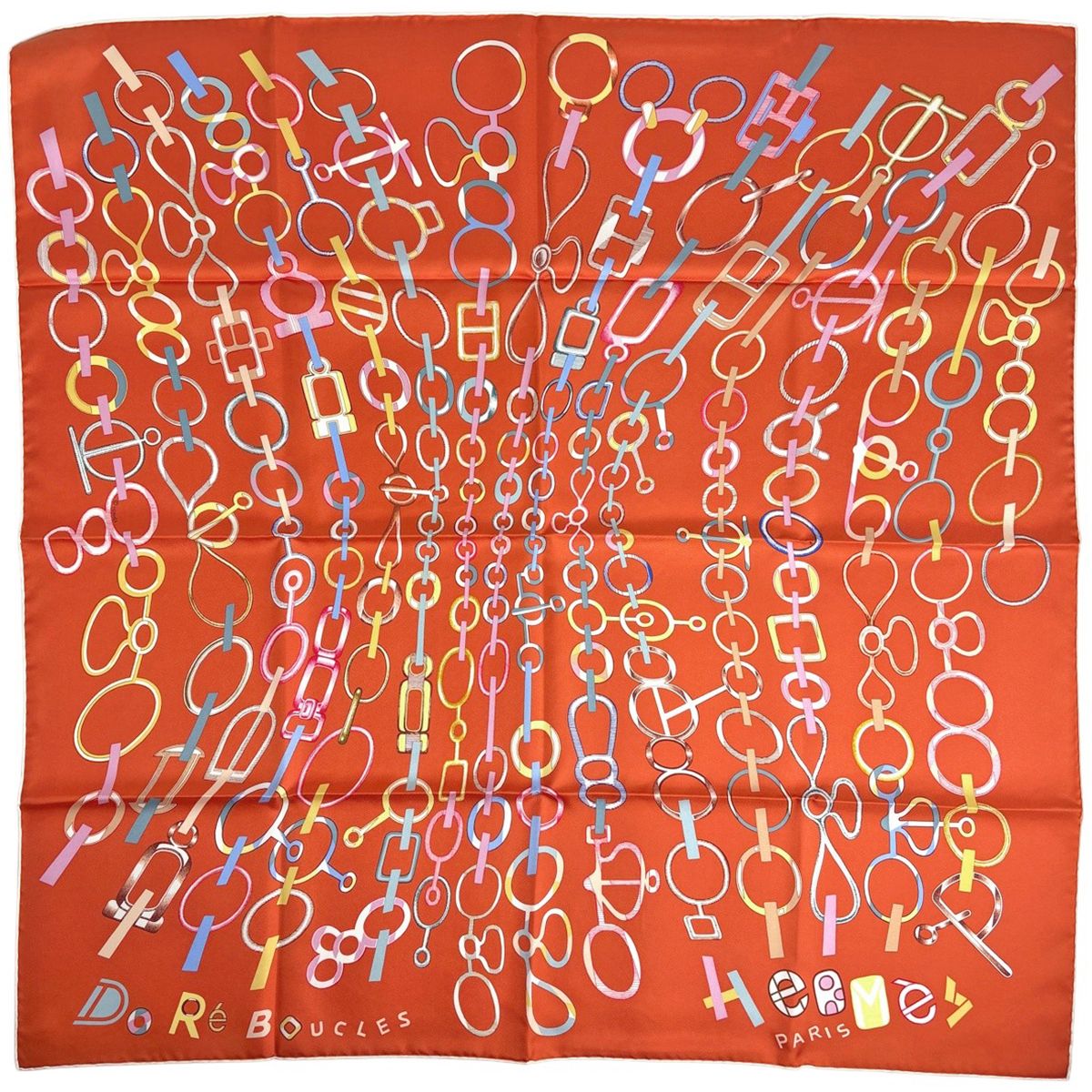 エルメス HERMES カレ90 DO RE BOUCLES ドレブックル スカーフ シルク 