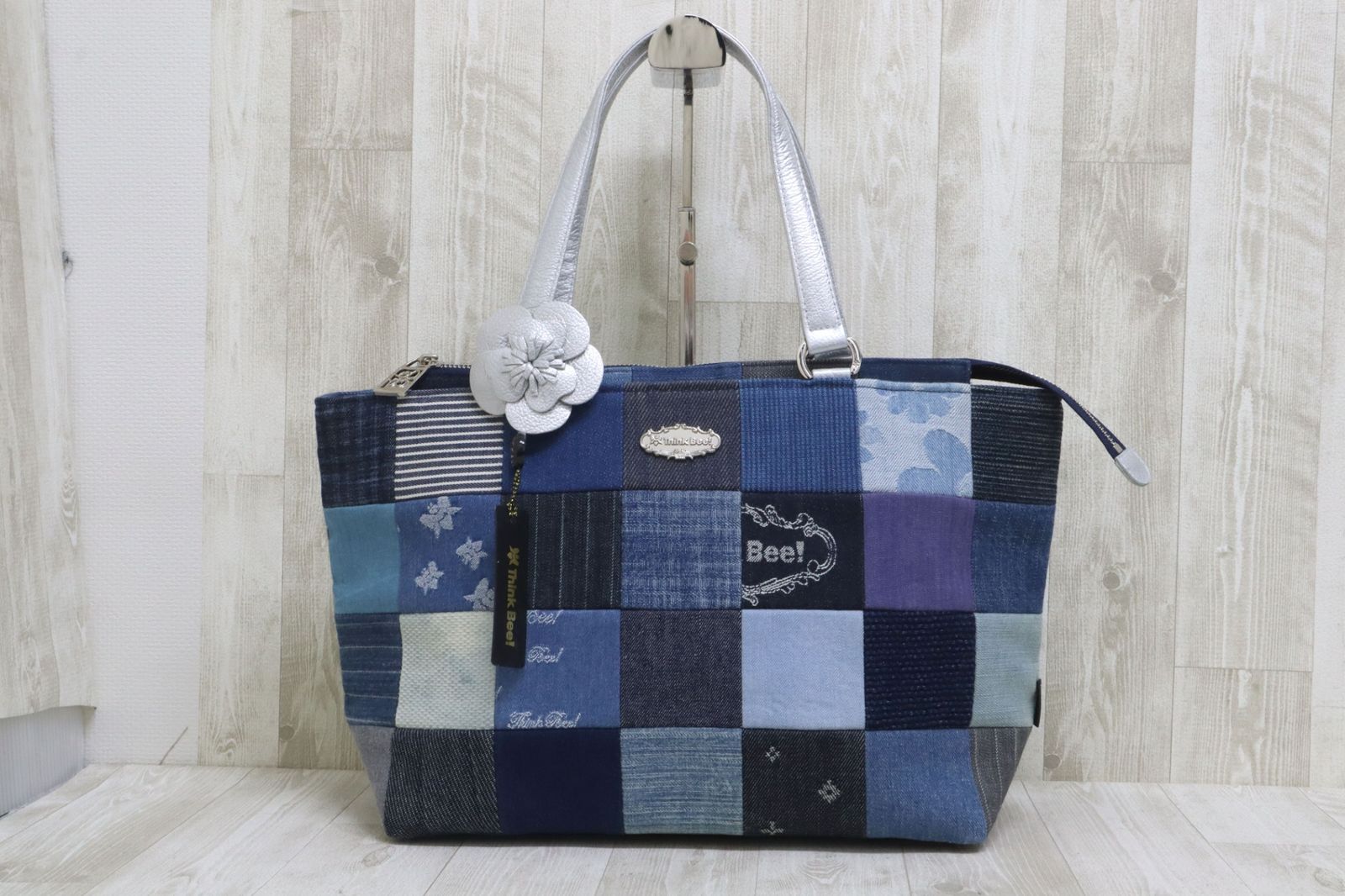美品　シンクビー　パッチワーク　ハンドバッグ　ジャストハート　キャンバス　大容量 新品 シンクビー デニム パッチワーク ハンドバック Think Bee! - 極美