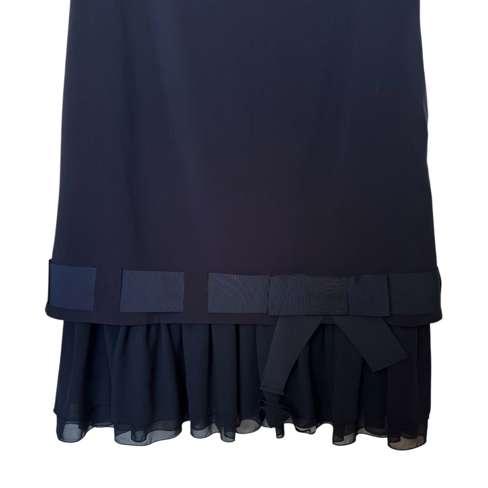 【専用✨】Rene basic ノースリーブ フレアワンピース メッシュ 紺38 希少✨】Rene basic ノースリーブ フレアワンピース メッシュ 紺38