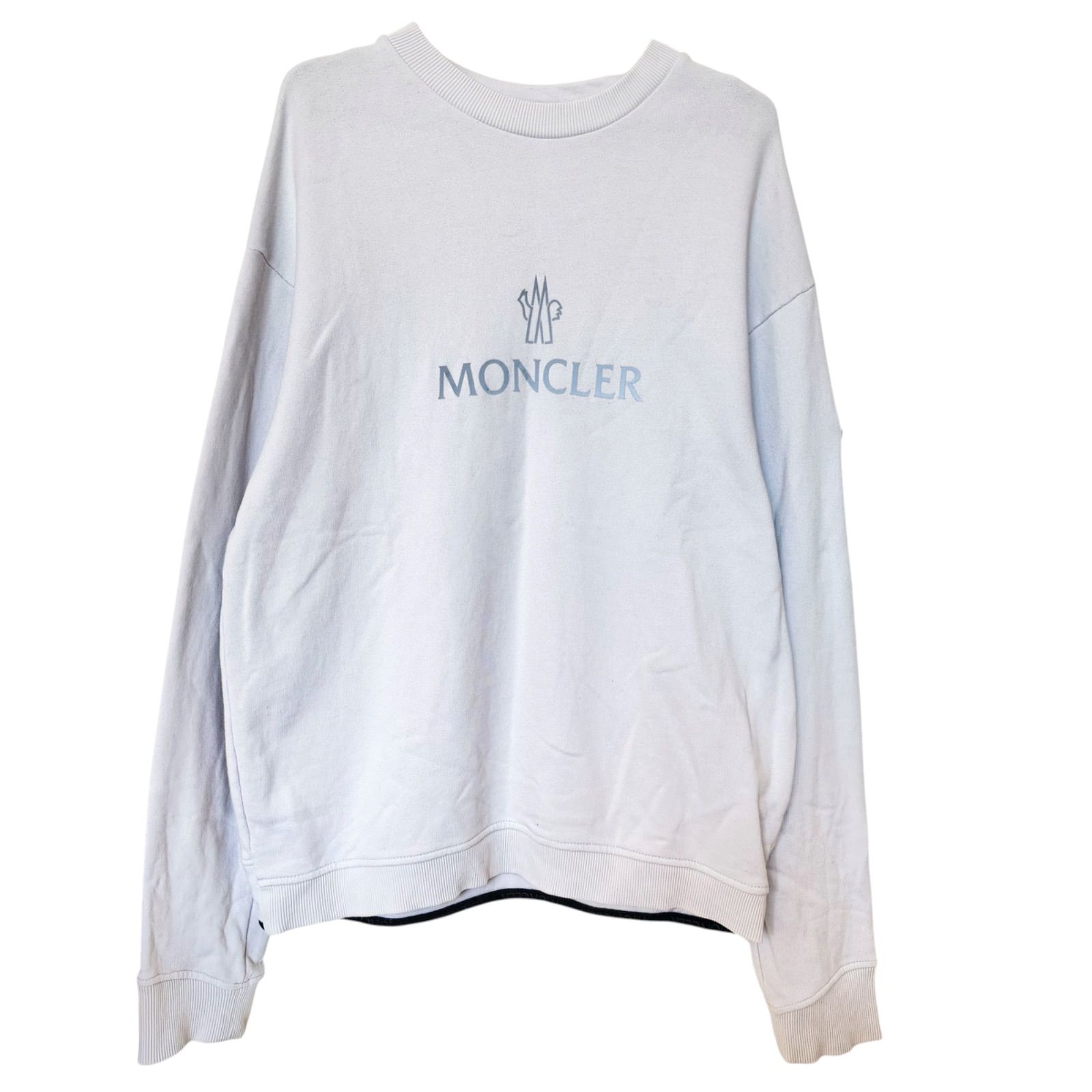 一点商品】MONCLER モンクレール メンズ トレーナー 薄いグレー ロゴ 