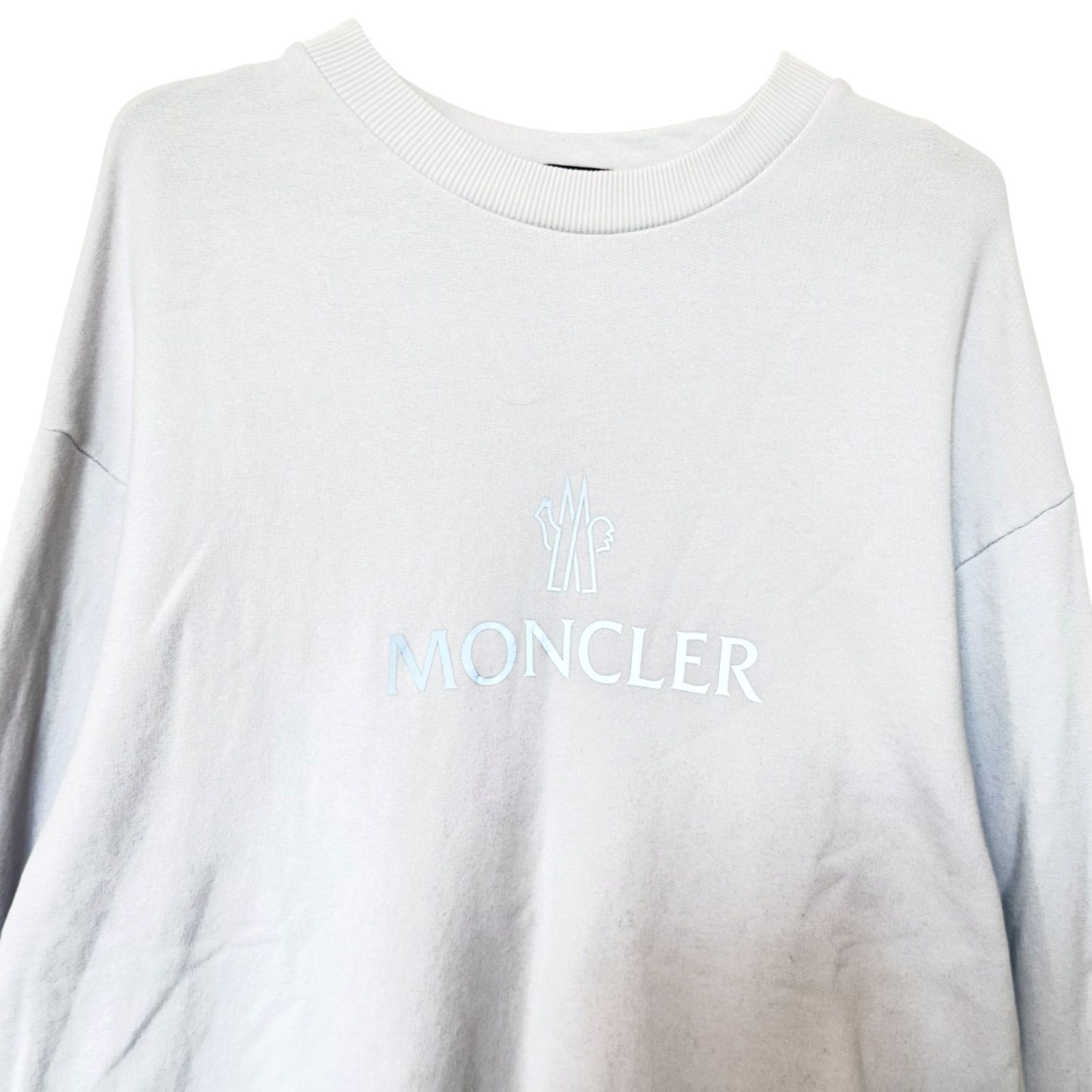 一点物】MONCLER モンクレール メンズ トレーナー 薄いグレー ロゴ入り 