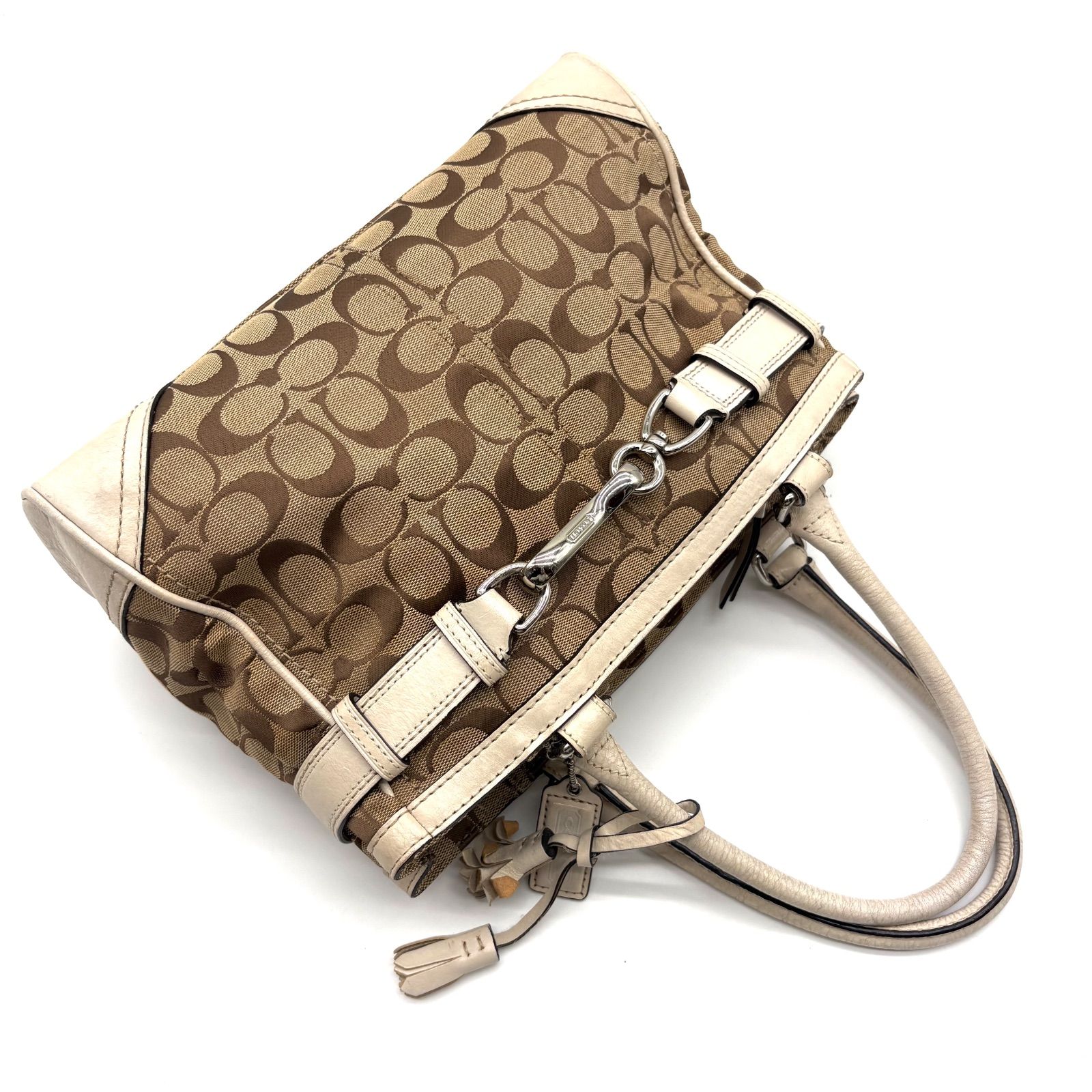 COACH y2k signature humptons canvas leather handbag コーチ 
