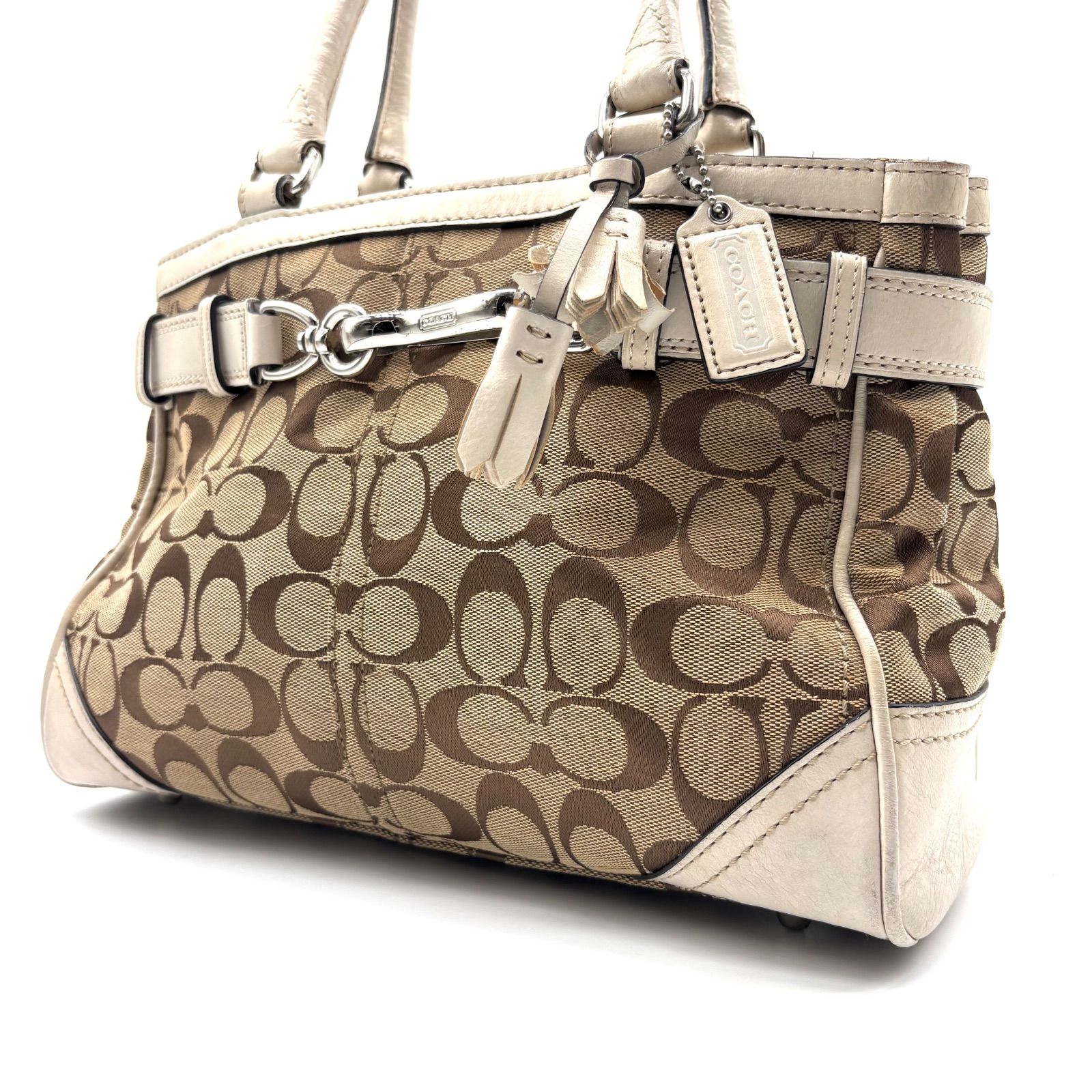 COACH y2k signature humptons canvas leather handbag コーチ 
