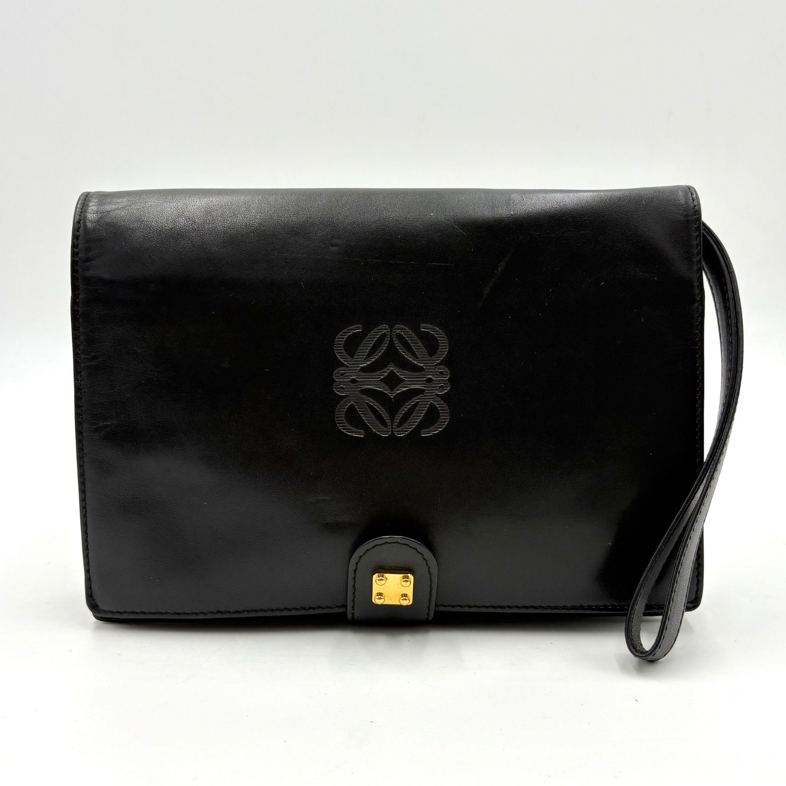 極美品◎LOEWE ロエベ アナグラムロゴ レザー クラッチバッグ セカンド 
