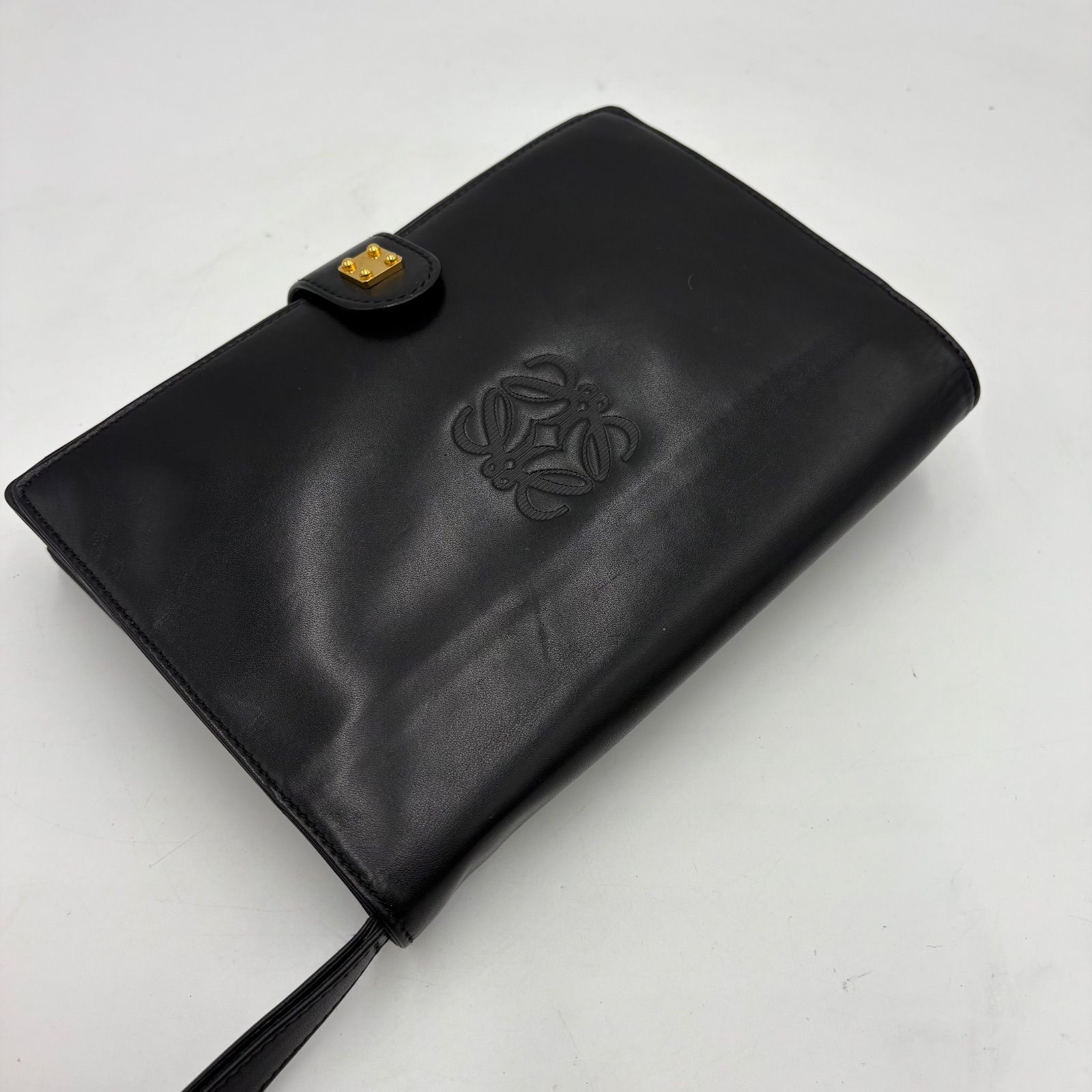 極美品◎LOEWE ロエベ アナグラムロゴ レザー クラッチバッグ セカンド