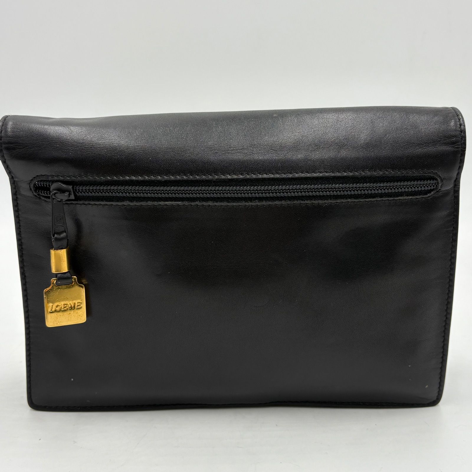 極美品◎LOEWE ロエベ アナグラムロゴ レザー クラッチバッグ セカンド