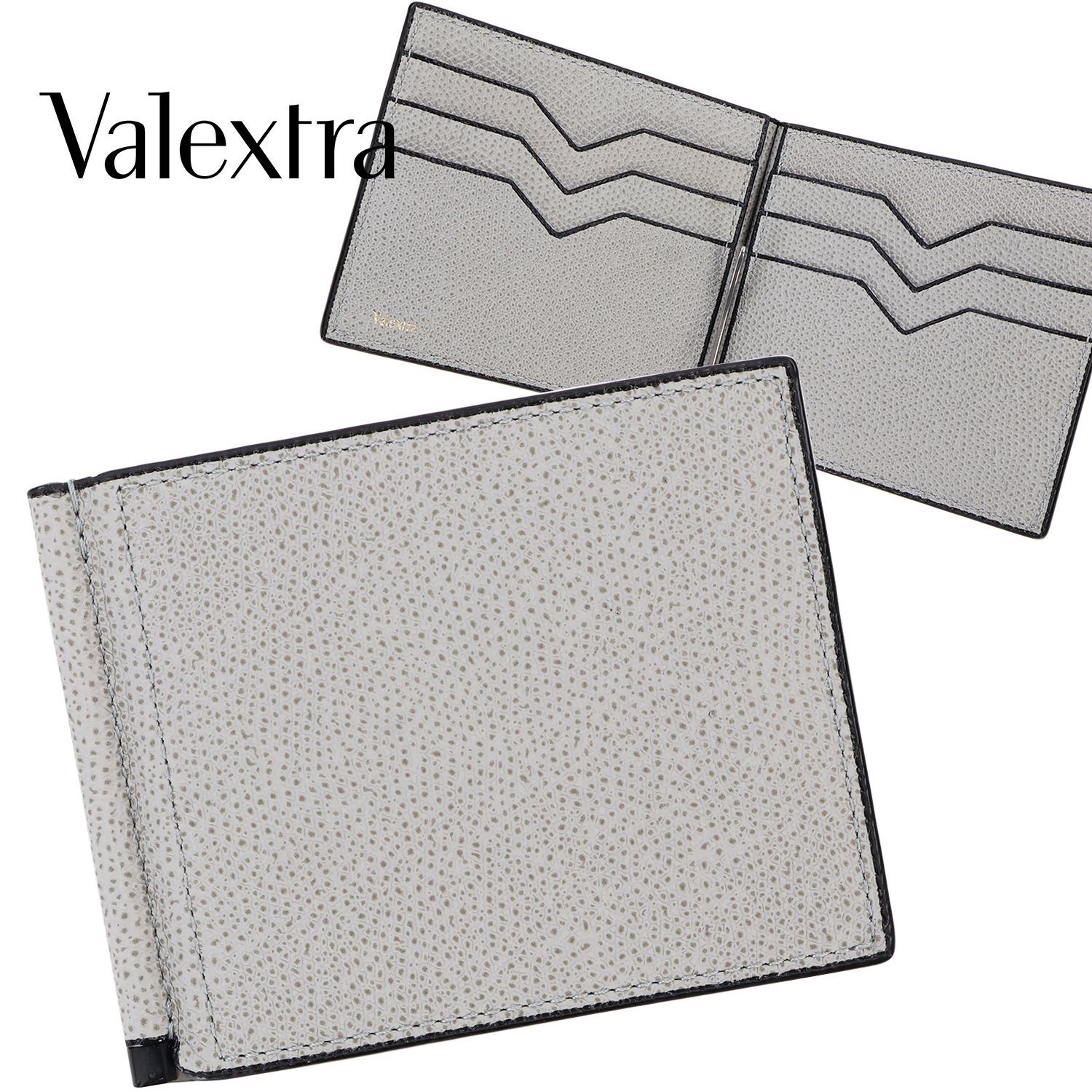 ヴァレクストラ Valextra マネークリップ 二つ折り財布 アッシュグレー 