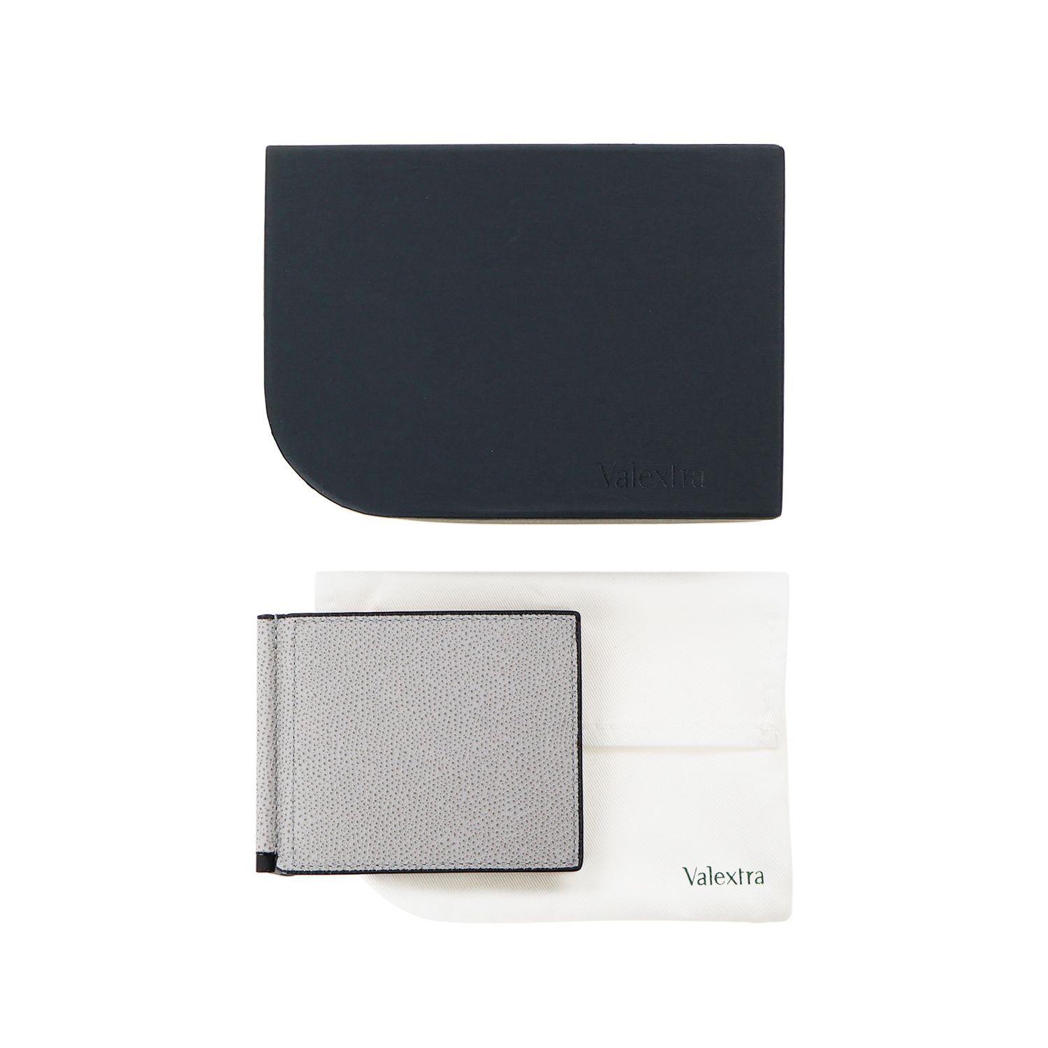 ヴァレクストラ Valextra マネークリップ 二つ折り財布 アッシュグレー 