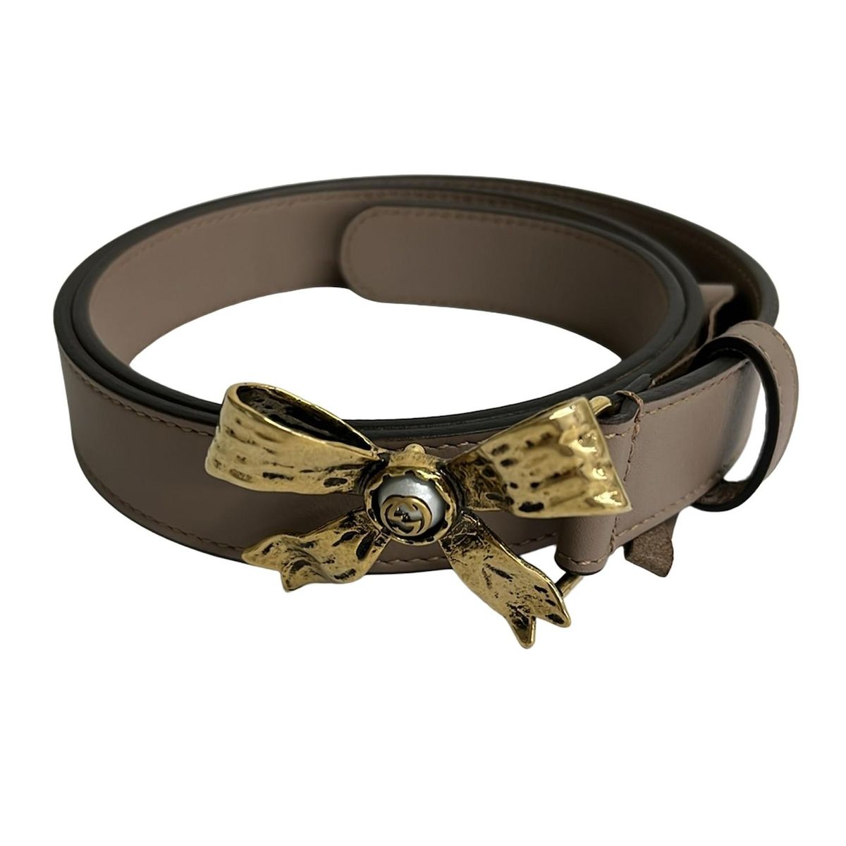 GUCCI グッチ ディアマンテ ベージュ ゴールド レザー ベルト 80/32 GUCCI グッチ ディアマンテ ベージュ ゴールド レザー ベルト 80/32