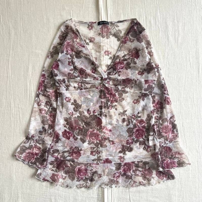00s archive Japanese Label 花 薔薇 全面フラワーモチーフ 総柄 