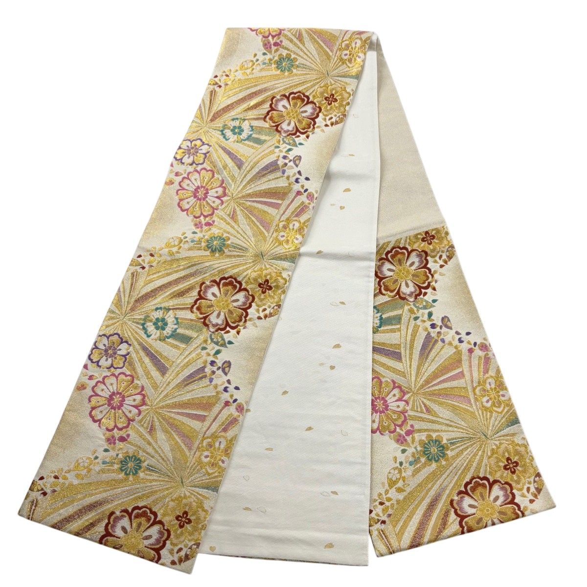 美品】 振袖 身丈169cm 裄丈67.5cm L 袷 袋帯フルセット 落款 橋 桜 銀 