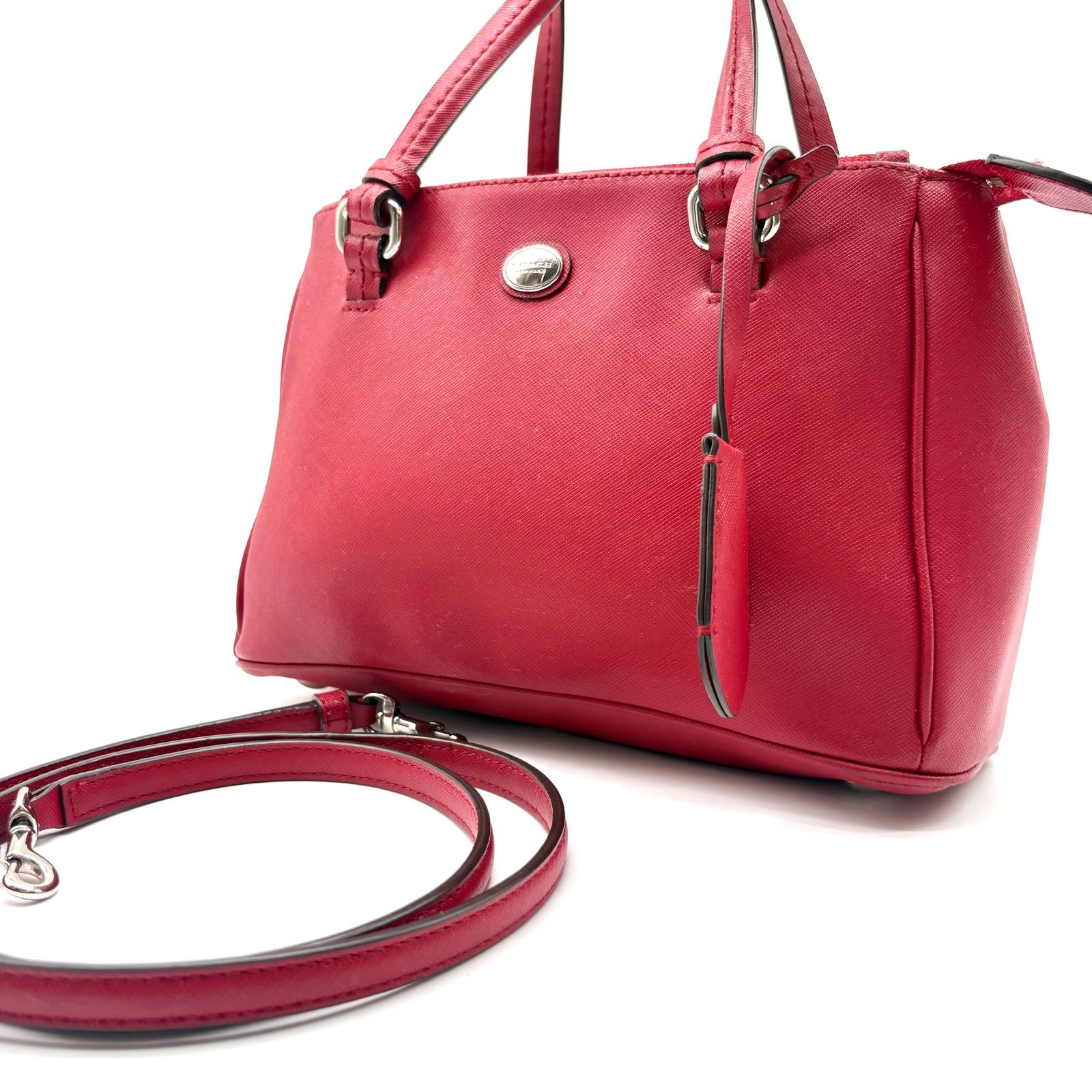 COACH 2way payton leather mini jordan double zip carryall 