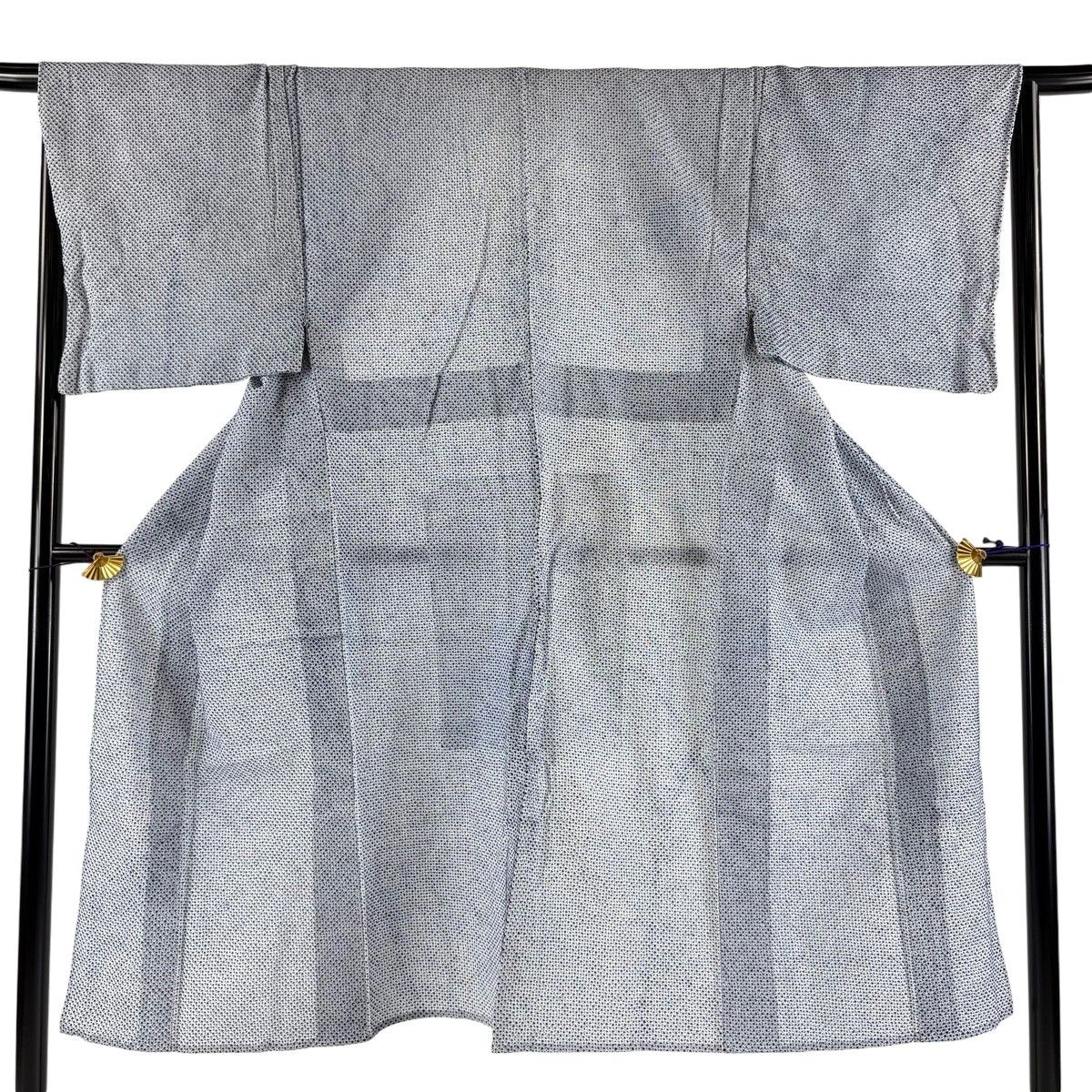 男着物 身丈132cm 裄丈67cm S 絞り浴衣 総絞り 紺色 綿 名品 【中古】