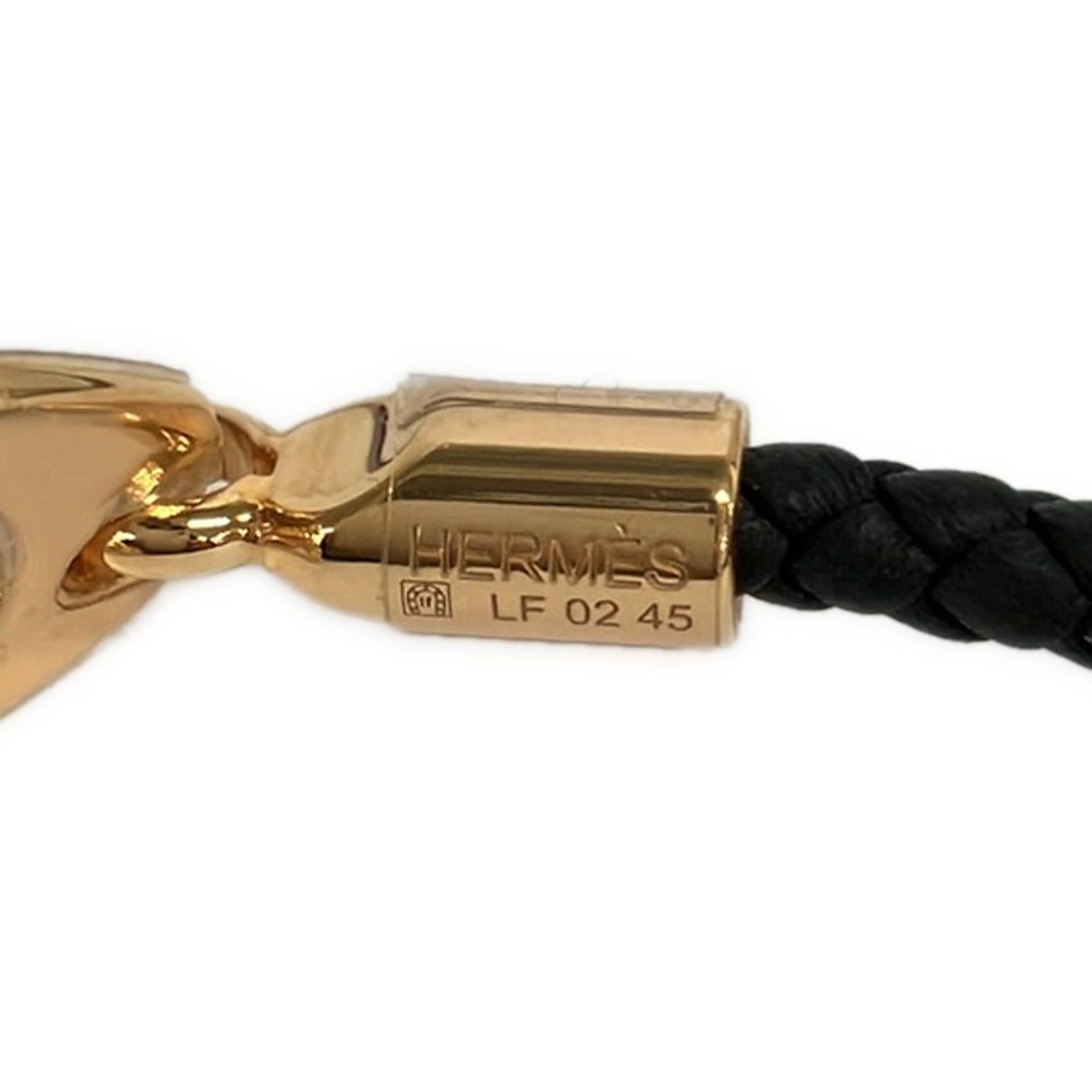 HERMES(エルメス) ブレスレット美品 エトリエ レザー 黒×ピンク 