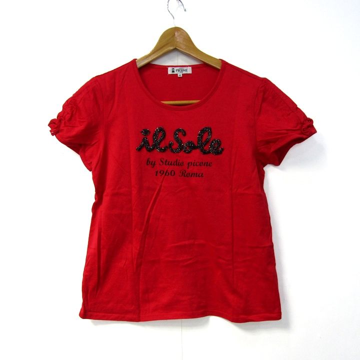 スタジオピッコーネ 半袖Tシャツ ビジュー トップス レディース 40