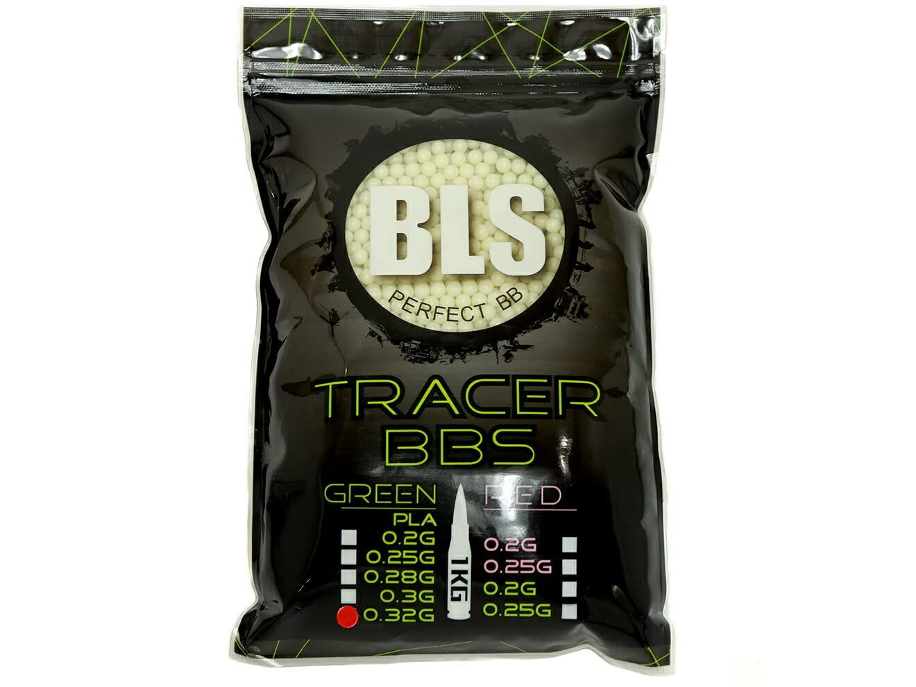 新品 BLS PLA バイオトレーサーBB弾 0.32g 3125発(1kg) グリーン