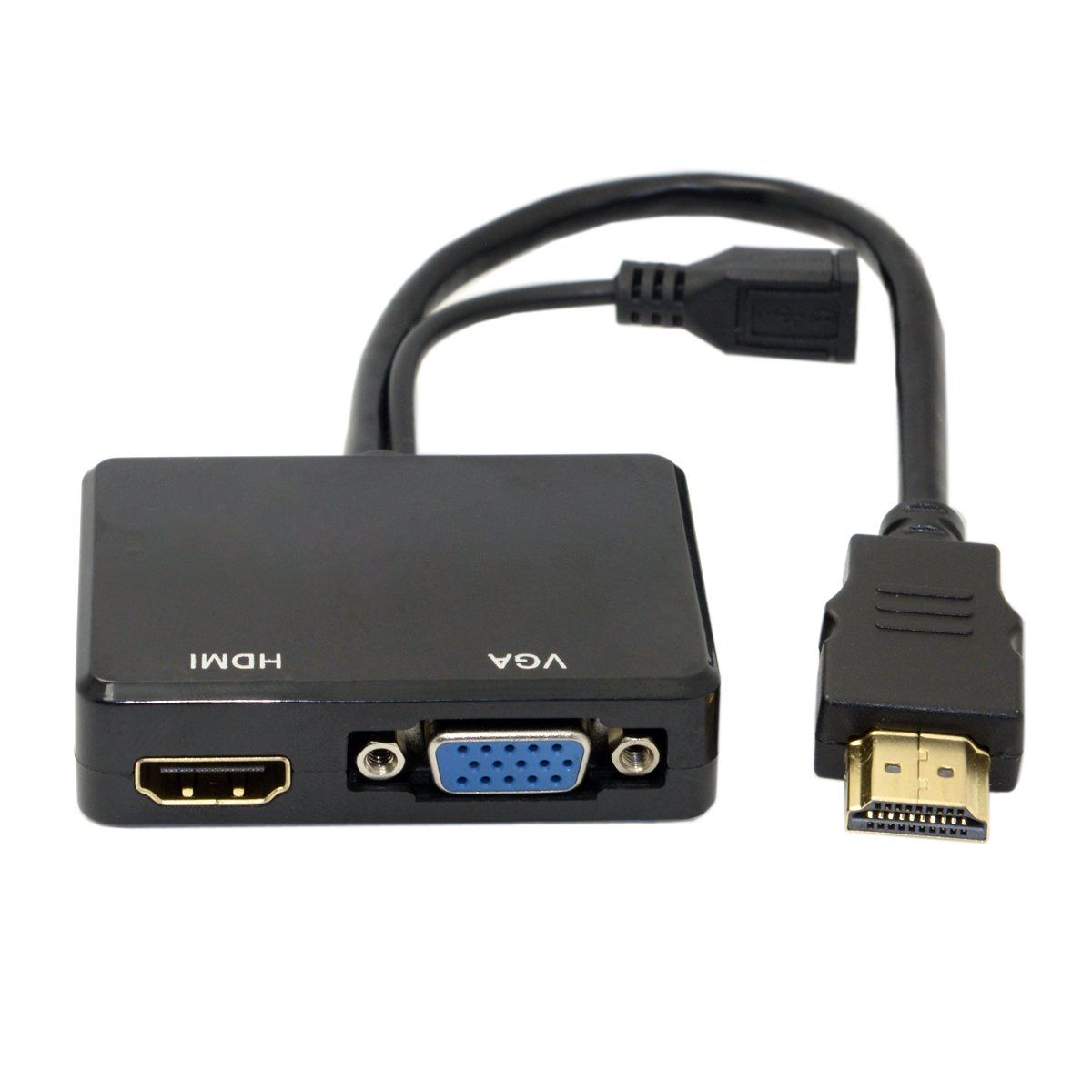 Brand New Cablecc HDMI to VGA & HDMI Female Splitter Audio Video Cable Replacement with Adapter for HDTV PC Monitor