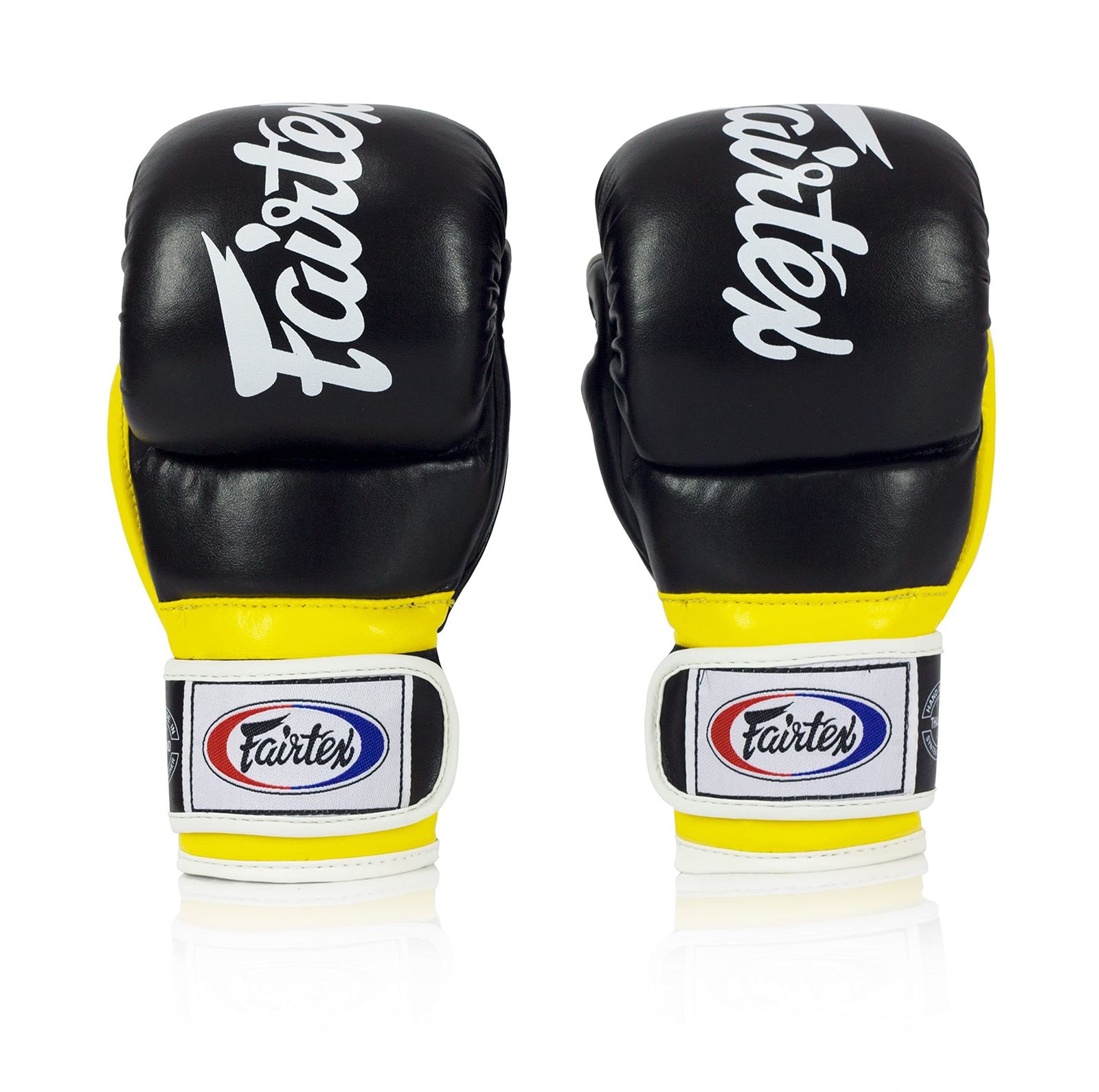 新品 Fairtex FGV18 ムエタイ ボクシンググローブ メンズ レディース キッズ | 格闘技用総合格闘技用グローブ | プレミアム品質のレザー製 軽量 & 衝撃吸収 ボクシンググローブ XL ブラック/イエロー