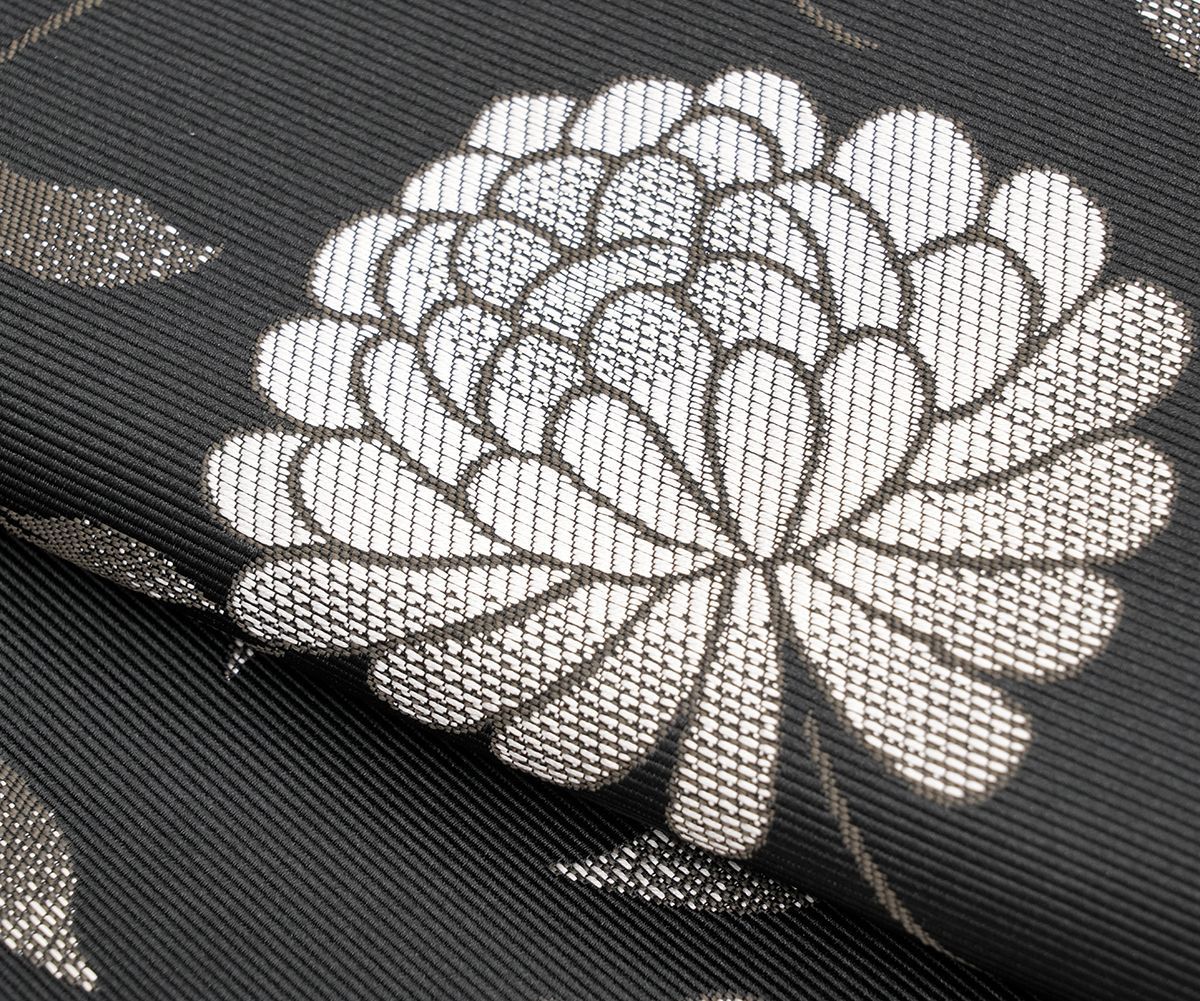 限定品!新品未仕立 博多帯 協和織 八寸名古屋帯 マム 黒地 仕立 限定品!新品未仕立 博多帯 協和織 八寸名古屋帯 マム 黒地 仕立