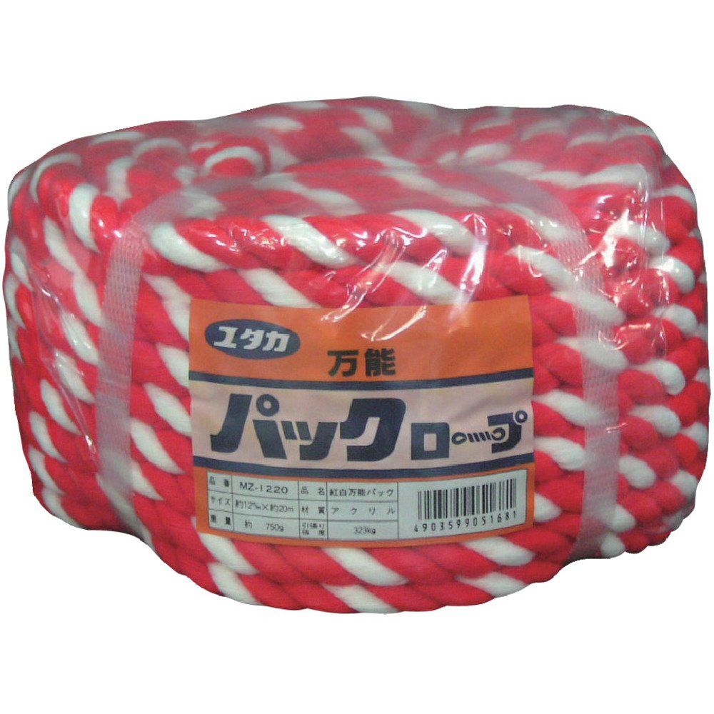 新品 ユタカ アクリルロープ万能パック 12φ×20m 紅白 MZ1220 ロープ(混撚)
