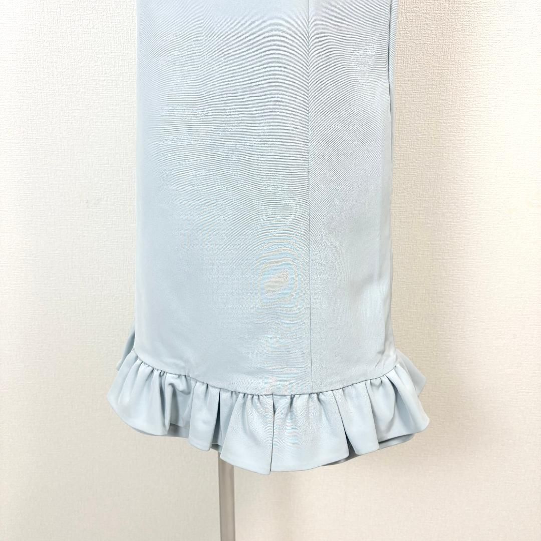 美品】 FOXEY NEWYORK ノースリーブワンピース フリル 40 水色 - メルカリ