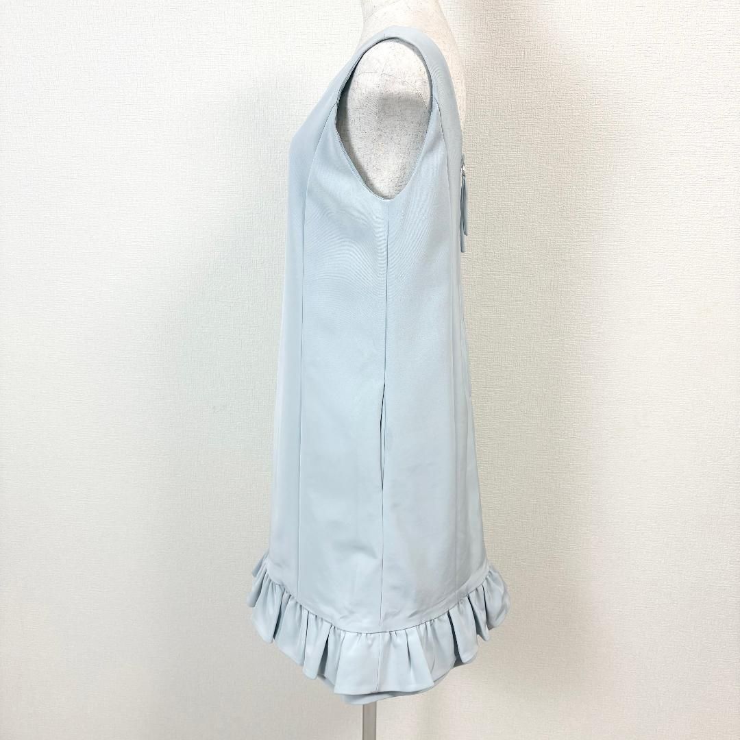 美品】 FOXEY NEWYORK ノースリーブワンピース フリル 40 水色 - メルカリ