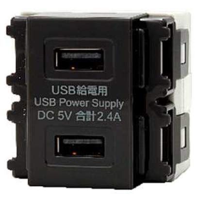 新品 神保電器 ニューマイルドビーシリーズ 埋込USB給電用コンセント 2ポート 2個モジュール 入力100V‐0.5AMAX 出力2.4A 5V DC 黒(ブラック) R3701B03B ※受注生産品