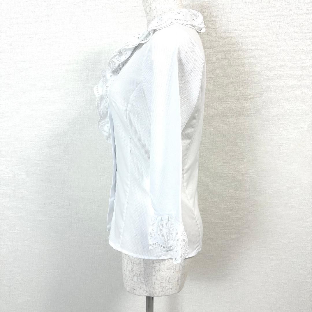美品】 NARACAMICIE 長袖ブラウス レースフリル襟袖 ホワイト - メルカリ