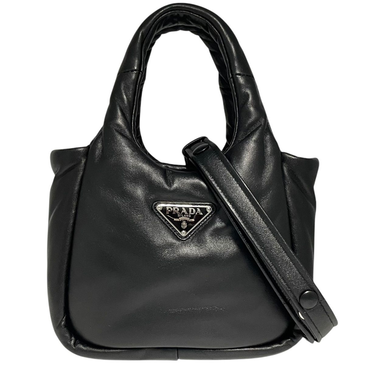 中古】 PRADA プラダ パデット ミニバッグ 1BA359 ブラック レザー 