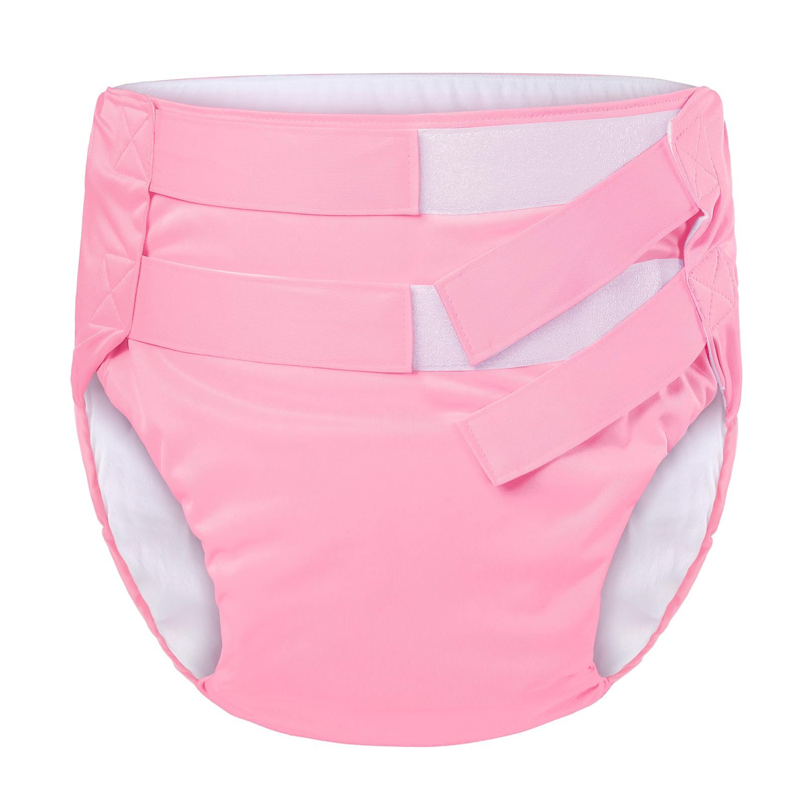 新品 [LittleForBig] 大人 単体で使えるトレーニングパンツ 面ファスナー式調節可能なウェスト【無地】 2本取り面ファスナー 吸収・防漏・通気性 洗濯可 ピンク S