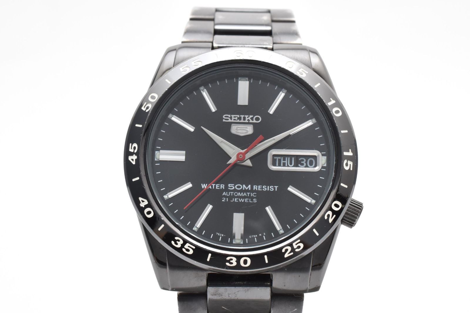  稼働品 セイコーファイブ 7S26-02T0 自動巻き ブラック メンズ チノパン 自動巻き時計 腕時計(アナログ)