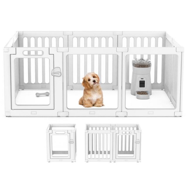 【送料無料】VOISTINO ペットサークル アクリル 透明パネル 犬 サークル 高さ60cm DIY 工具不要 接続式 ドア付き ロック付き 組み立て簡単 ペットフェンス お手入れ簡単 小型犬 中型犬 ペット