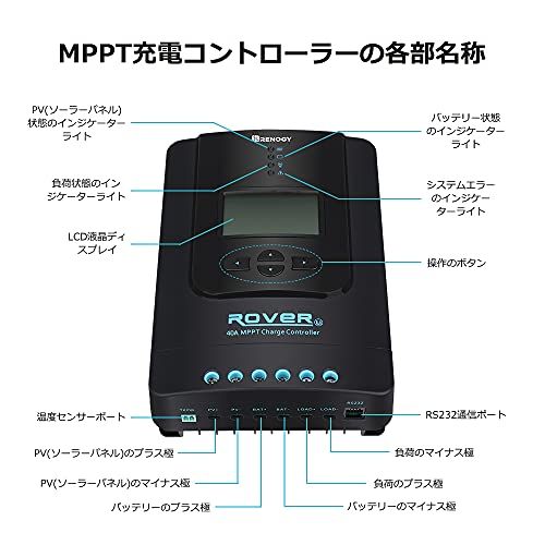 迅速に発送】RENOGY 40A MPPT チャージコントコントローラーセット（BT 