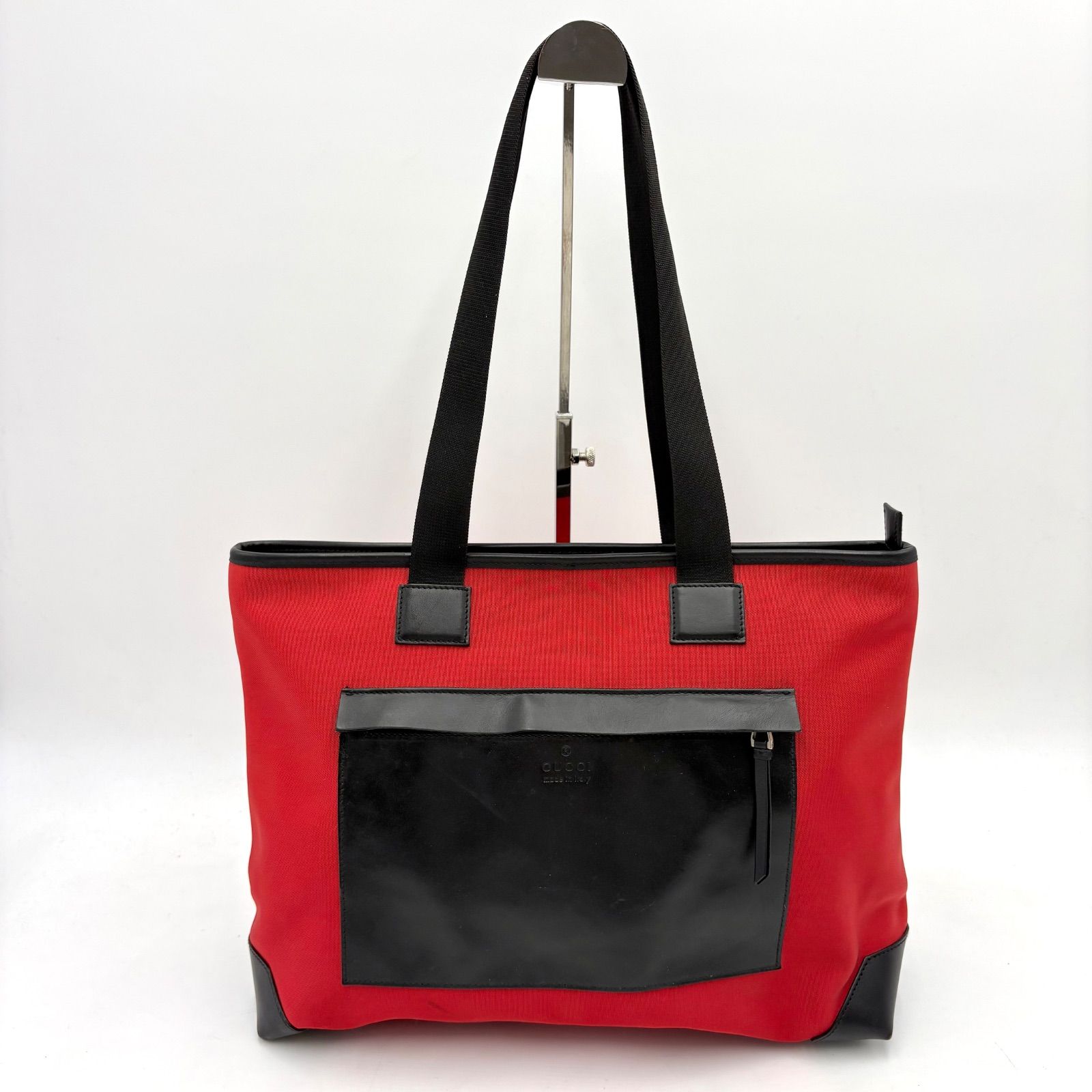 美品◎GUCCI グッチ ナイロン×レザー バイカラー トートバッグ 
