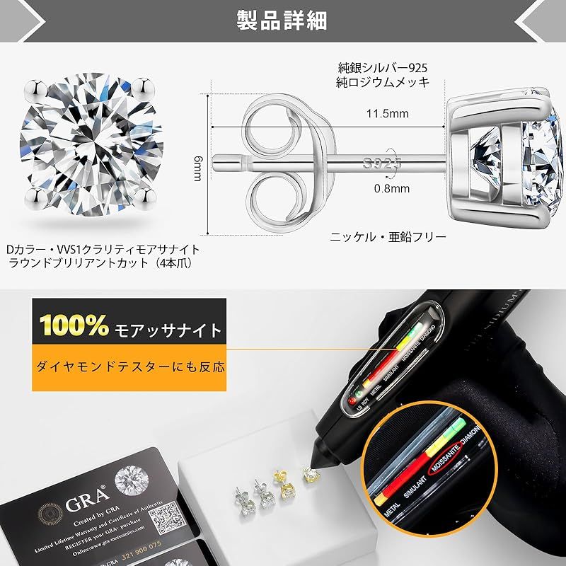 KRKC&CO モアッサナイト スタッドピアス メンズ 4本爪 計1.2 KRKC&CO モアッサナイト スタッドピアス メンズ 4本爪 計1.2