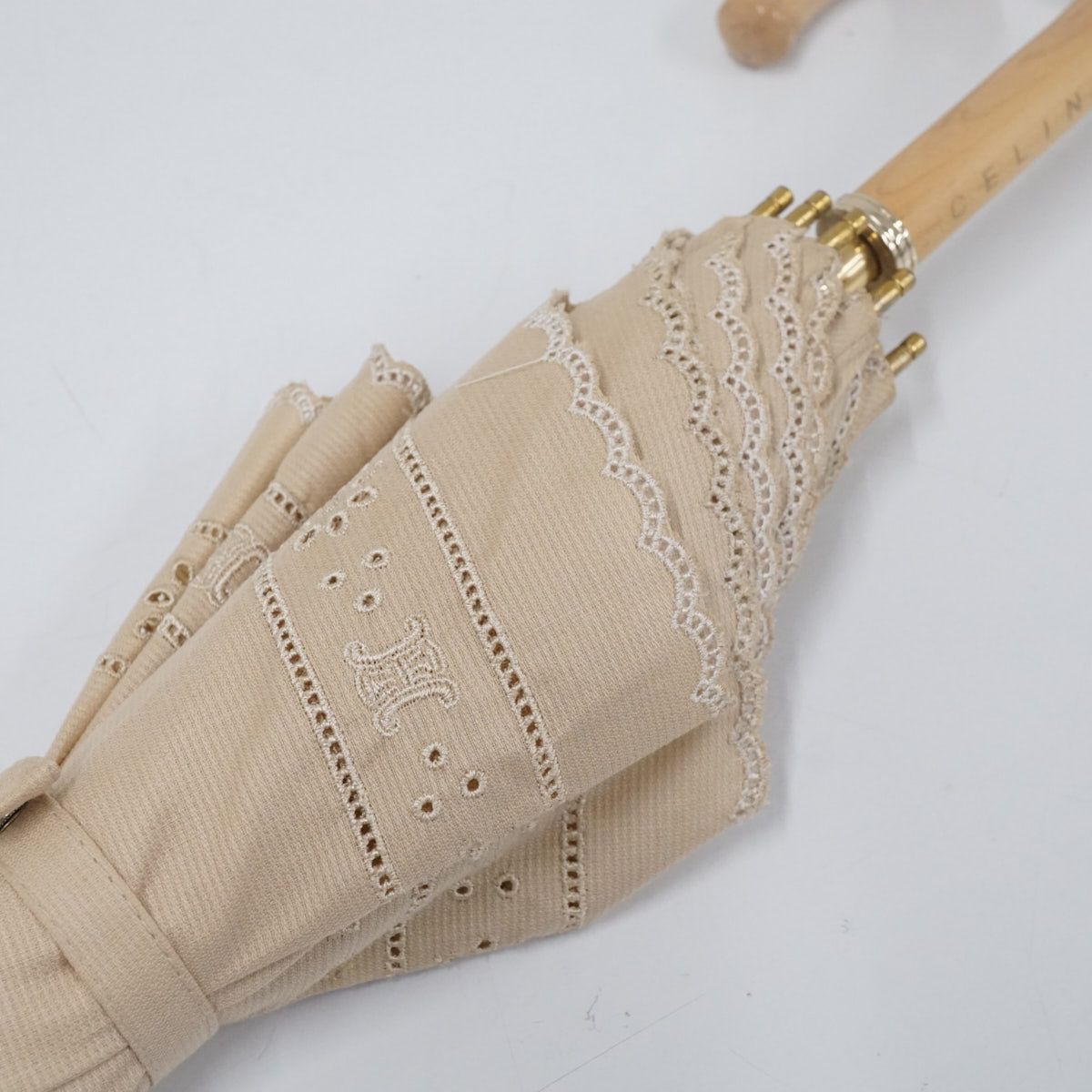 日傘 CELINE セリーヌ USED美品 レディース 長傘 マカダム 刺繍 ロゴ