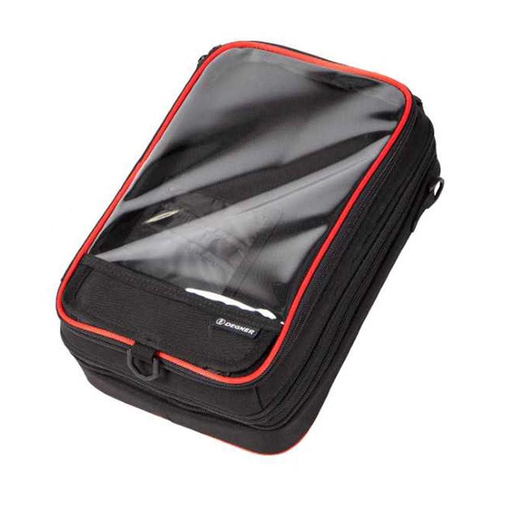 新品 DEGNER(デグナー) タンクバッグ マグネット式ポリエステル 33x22x11~19cm ブラック/レッドパイピング NB-29MAG