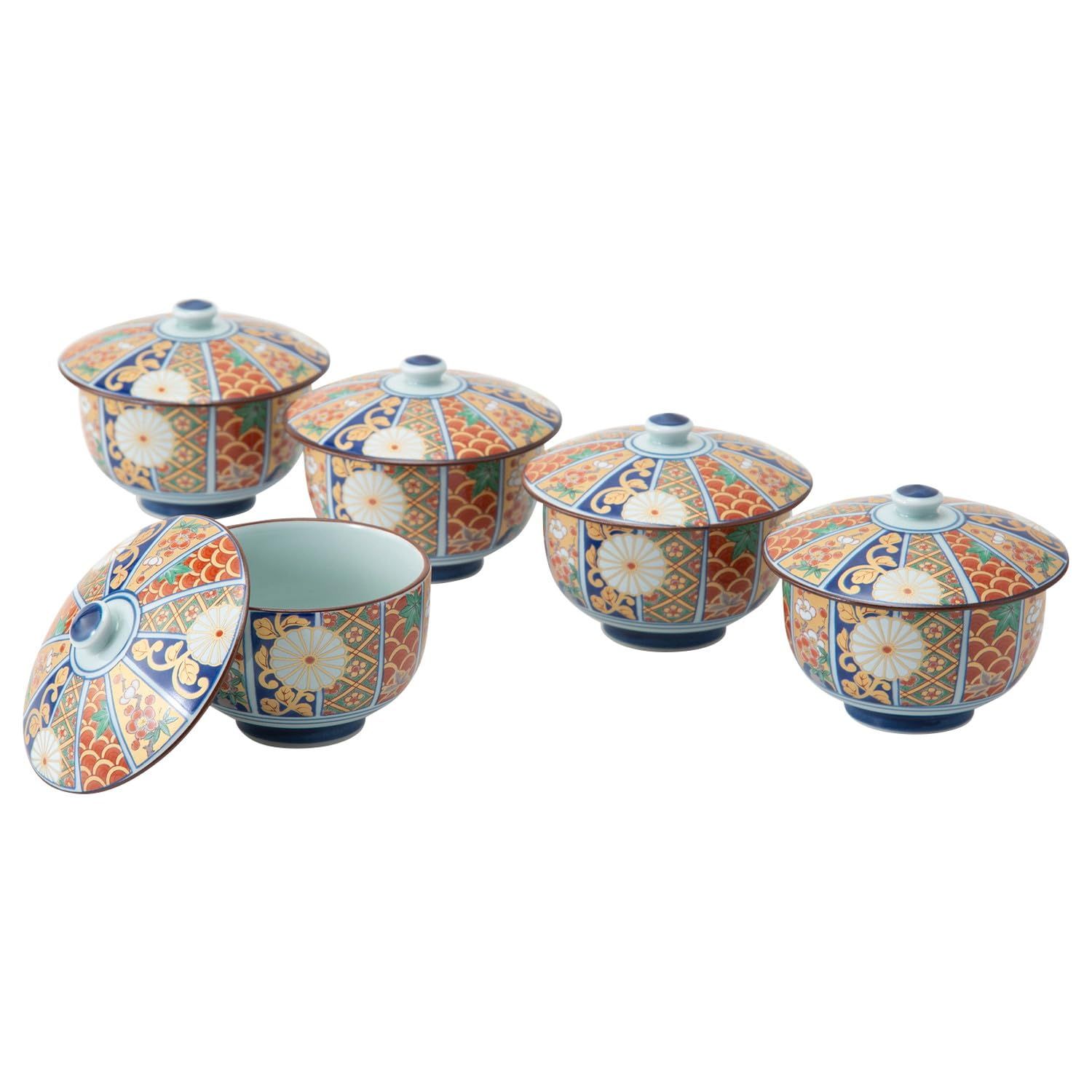 新品 波佐見焼 茶器セット 蓋付汲出 5点セット 金彩古伊万里 電子レンジ可 食洗機対応 レッド 31055