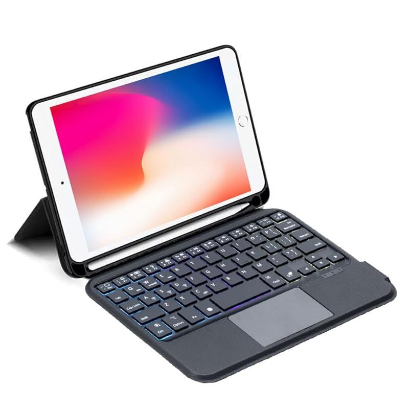 【新品】 sisyfos iPad mini5とmini4に適用一体式キーボード付きケース 7.9インチ専用 高精度タッチパッド付き 7色バックライト ワイヤレス Bluetooth キーボードカバー Apple pencil収納可能 Type-C接続急速 1
