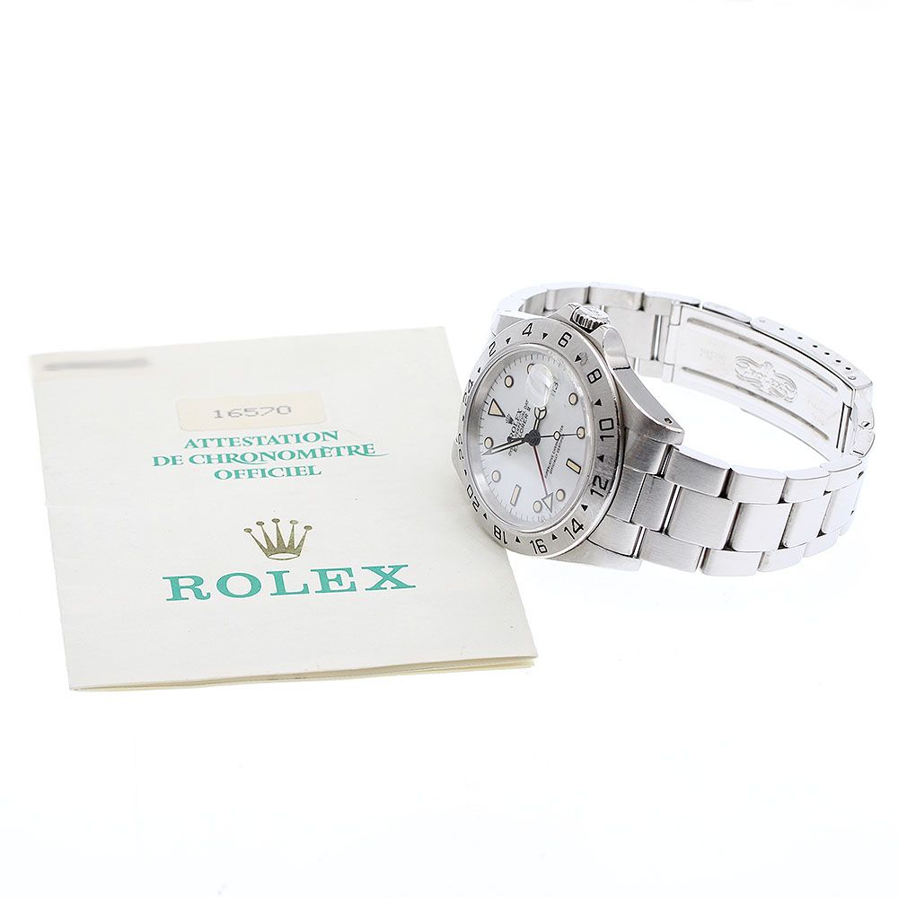 ロレックス ROLEX 16570 エクスプローラーII ホワイト文字盤 デイト