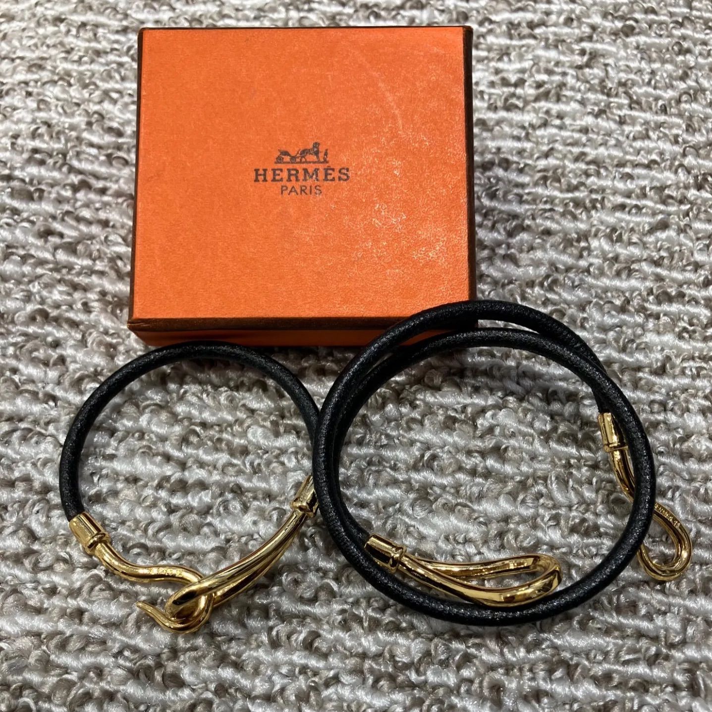 美品 HERMES ブラウンレザー ブレスレットとエルメス ジャンボ 
