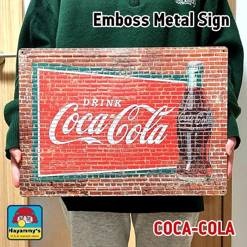 ブリキ看板 ガレージ レトロ コカコーラ ボトル COCA COLA 