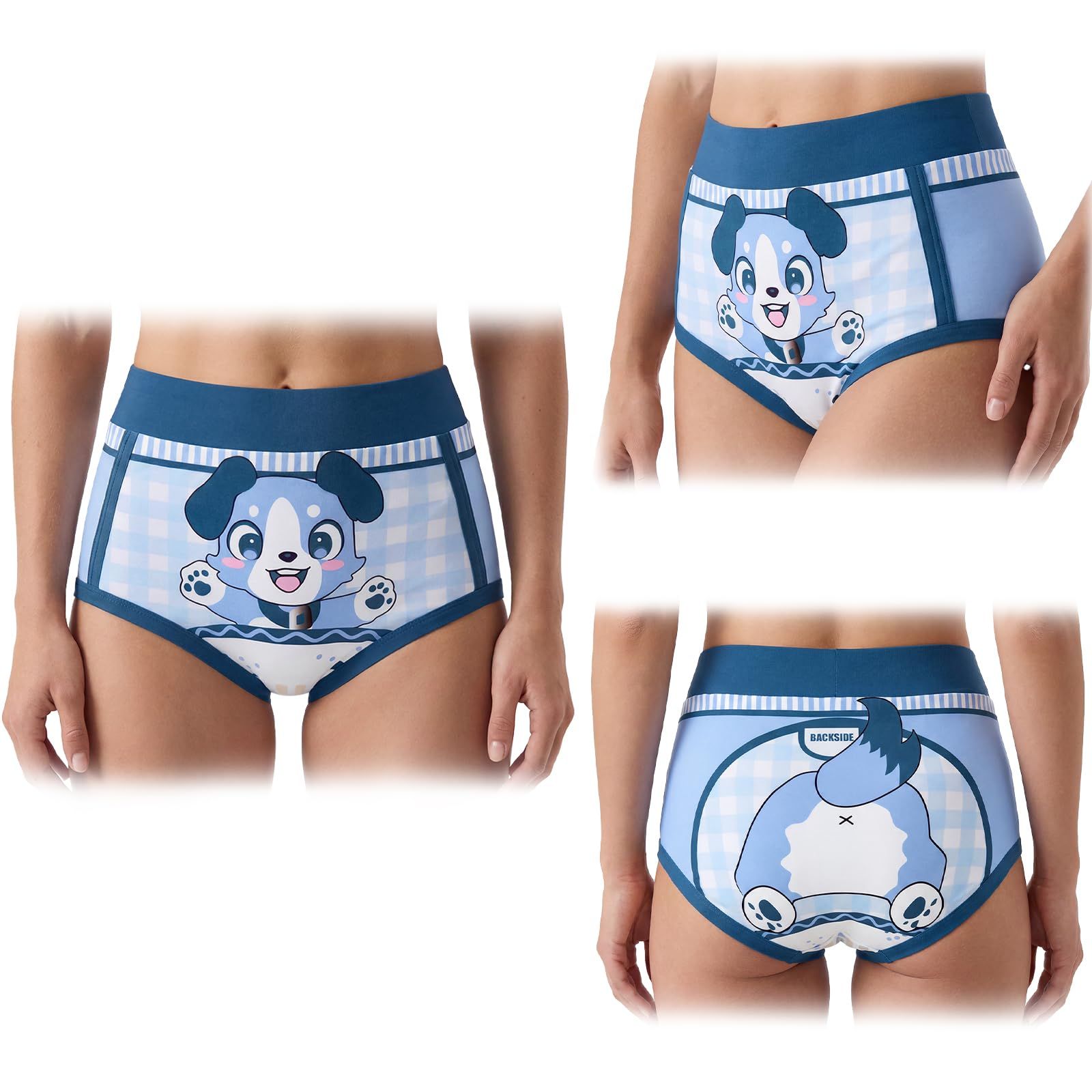 新品 [LittleForBig] 大人用単体で使えるトレーニングパンツ 大人用布おむつ【あおちゃん】 吸収・防漏・通気性 シルキー素材 ハイウエスト 介護 洗濯可 ブルー 3XL