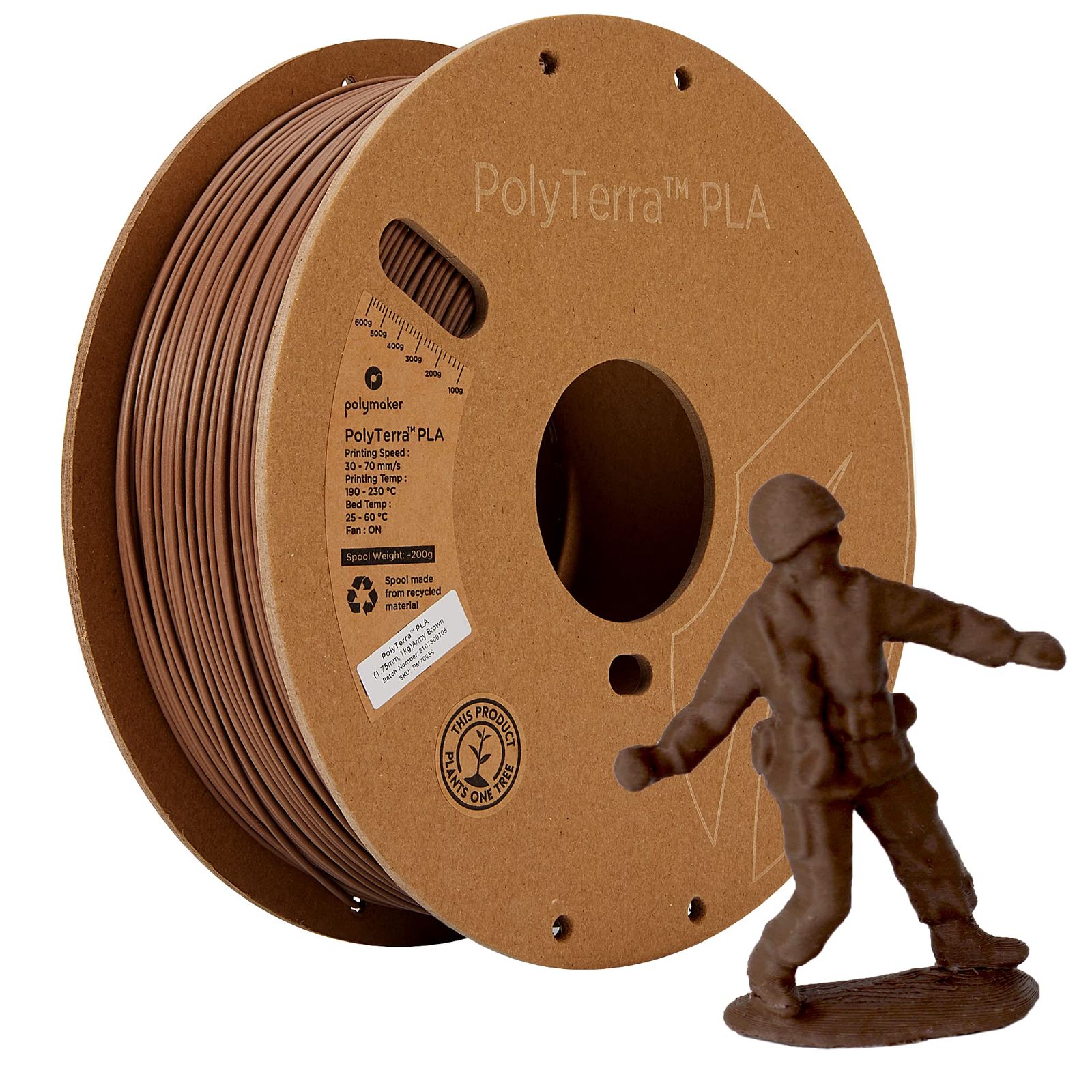 新品 ポリメーカー(Polymaker) 3Dプリンタ―用フィラメント PolyTerra PLA 1.75mm径 1000g Army Brown